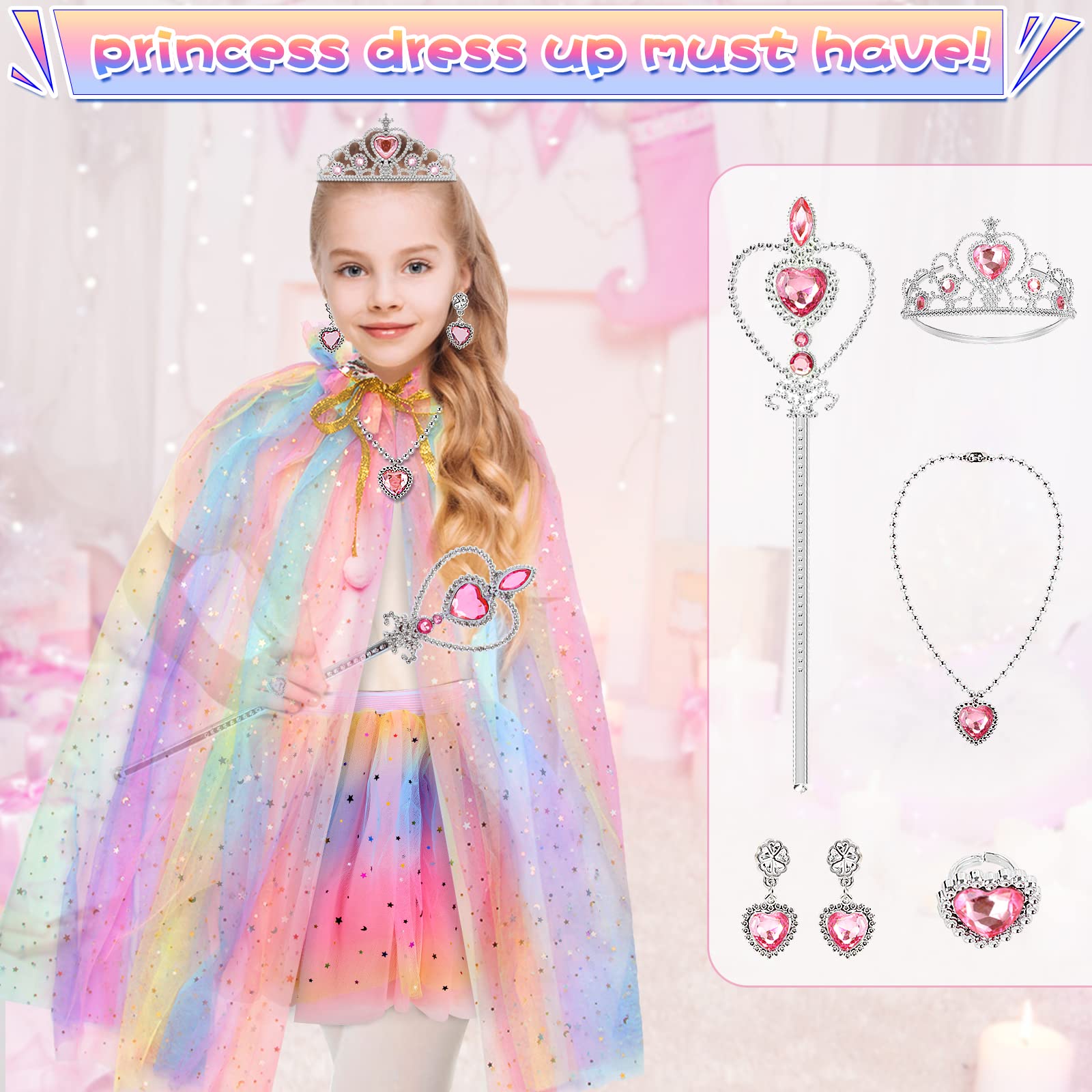 **Princess Dress for Girls 4-6 Years Old | Elegant Cape & Skirt Costume Set | Perfect Easter & Birthday Gift for Toddlers | Dress-Up Play, Birthday Parties & Photo Shoots**