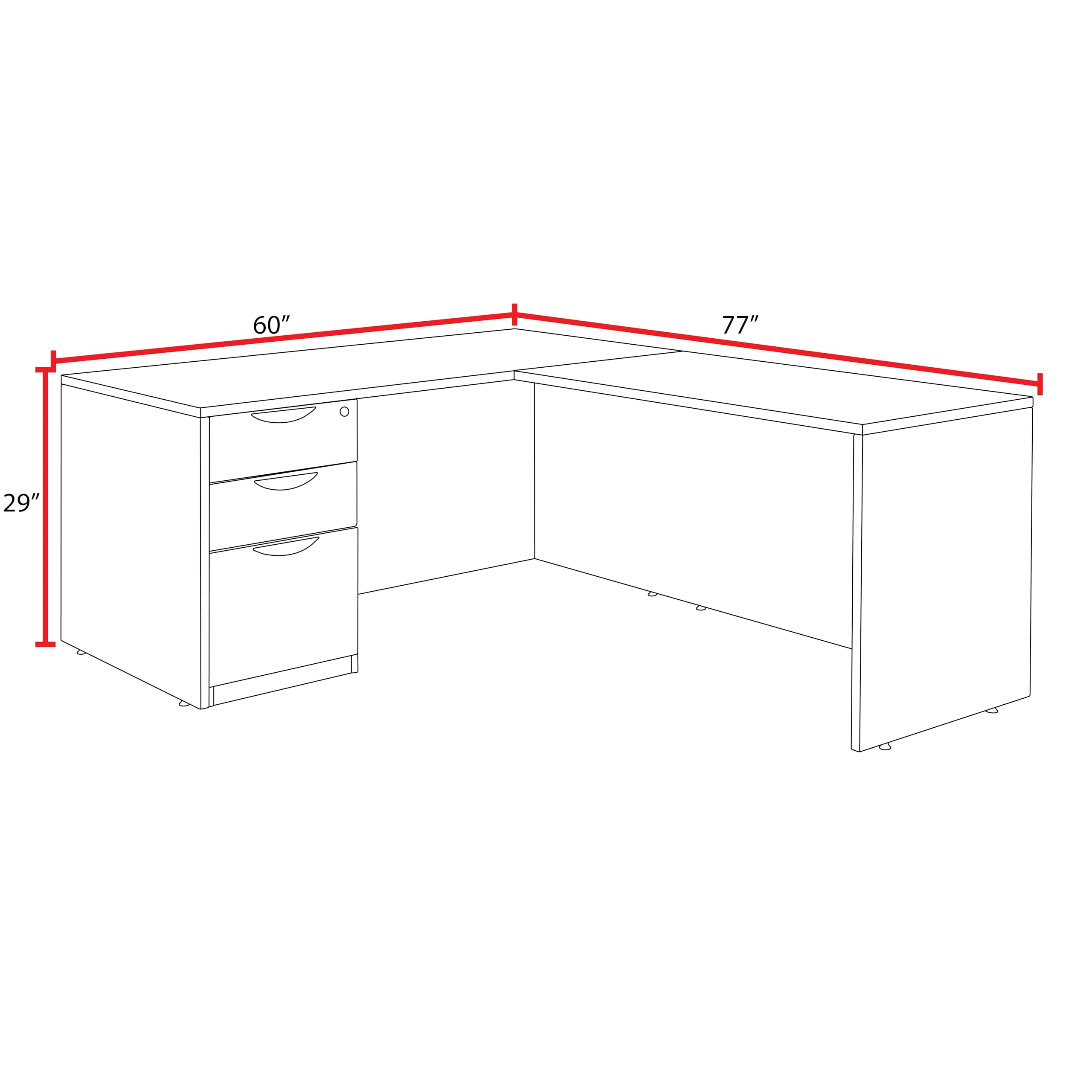 Regency L-Shaped Desk with Return - 60