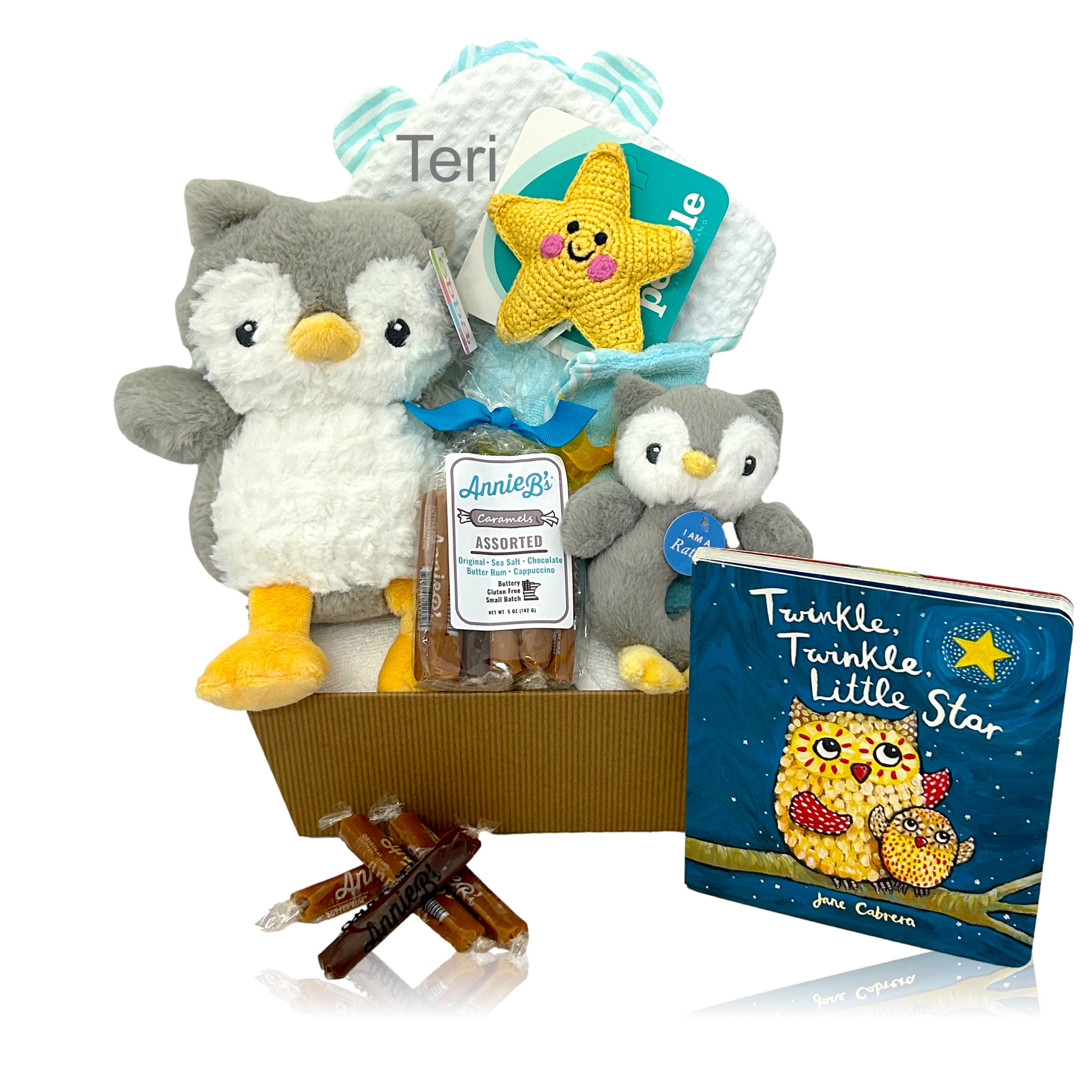 Starry Little Hoots Baby Basket - Premium Woven Baby Gift Basket for Newborns & Showers | Nursery Storage & Photo Prop | SKU: BBC515