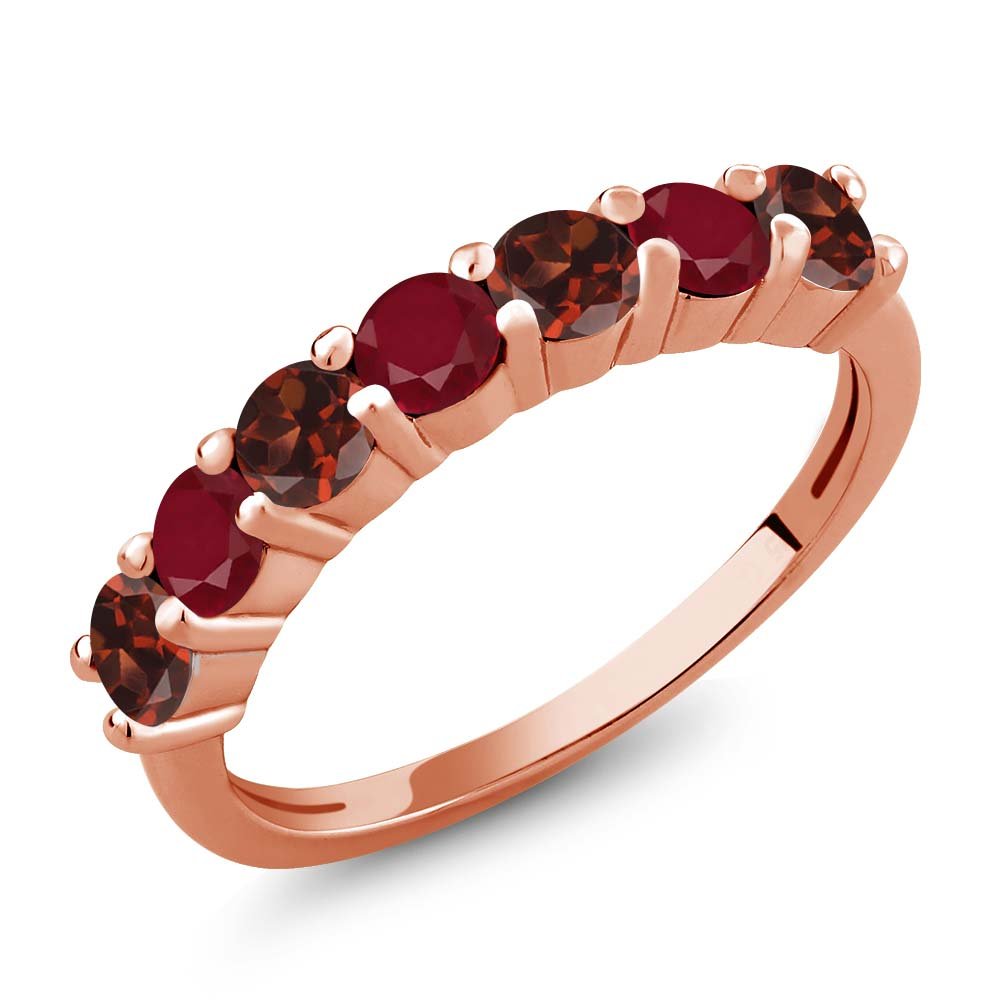 1.46 Ct Round Red Garnet Ruby Ring in 18K Rose Gold Plated Silver - Gem Stone King Anniversary Jewelry for Women, Perfect Gift for Valentine's Day, Engagement, Wedding & Special Occasions