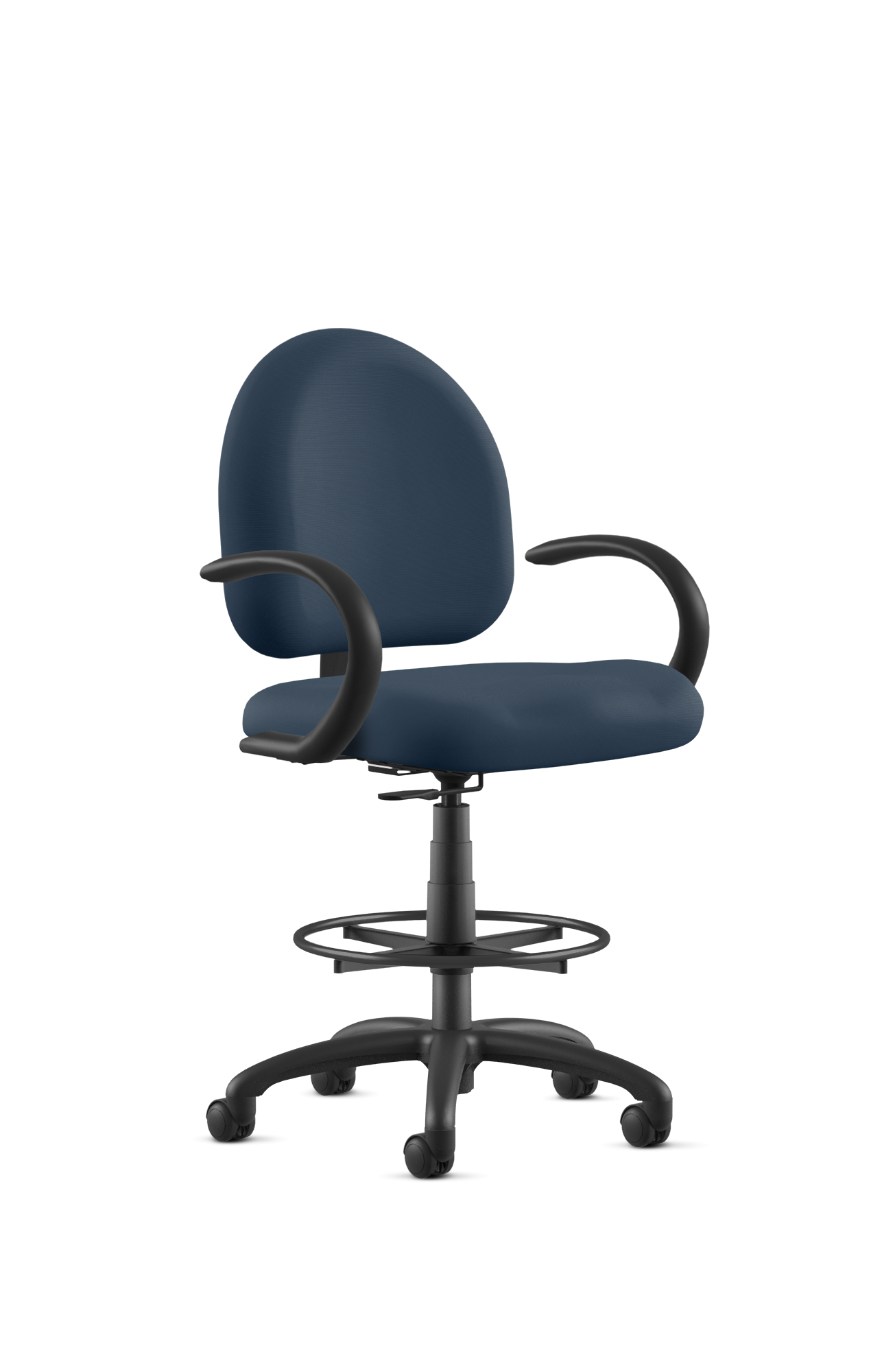 9 To 5 LOGIC 1726 Black Fabric 10-Drafting Stool with Foot Ring and Mid Back Support - Ergonomic Office Chair for Architects, Artists & Designers - Perfect for Drafting Tables, Studios & Workspaces