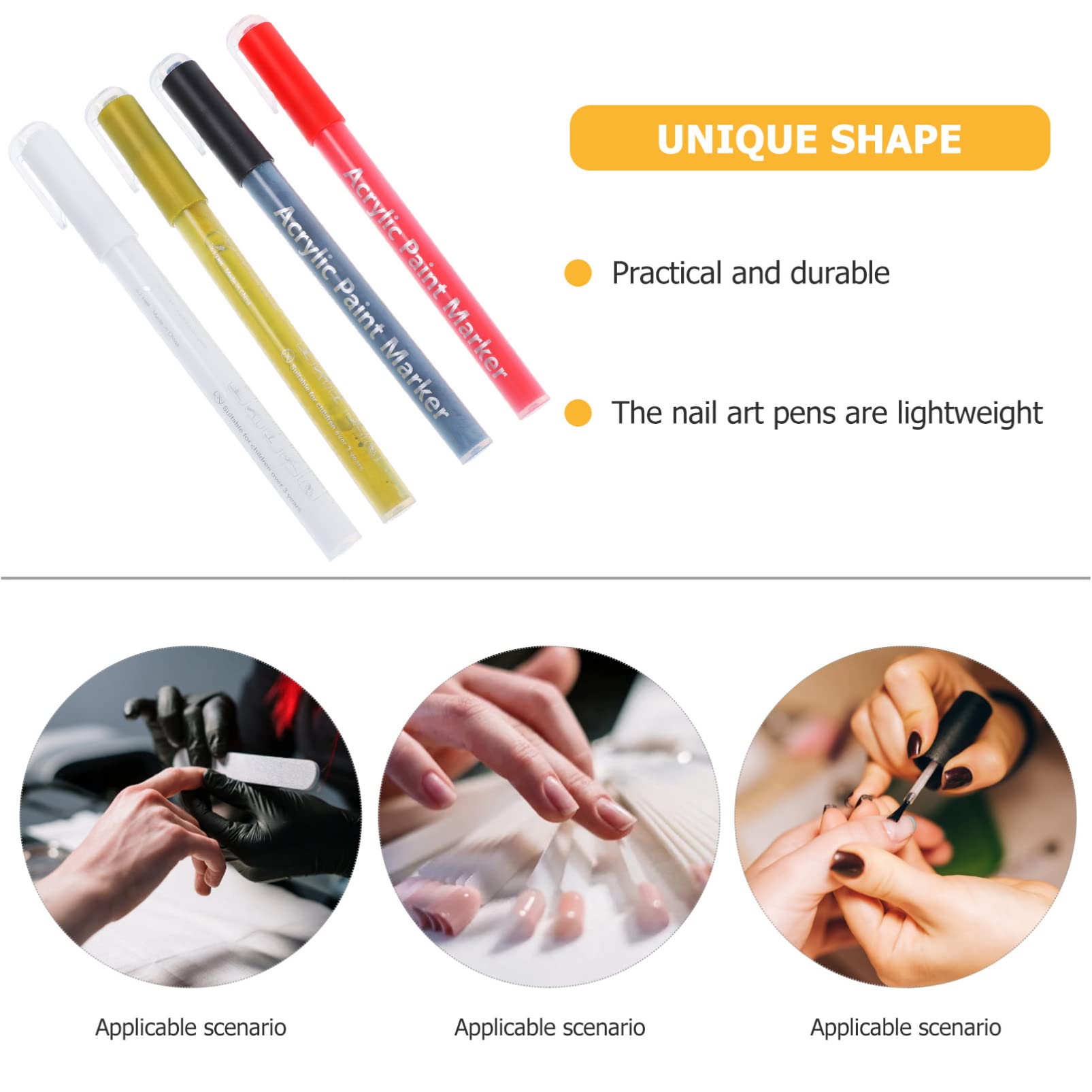 Beavorty 4pcs Nail Art Pens Set - Fine Tip Nail Polish Pens for Dots, Lines & Nail Art Painting - Perfect for DIY Manicures, Salon Use & Gift Giving