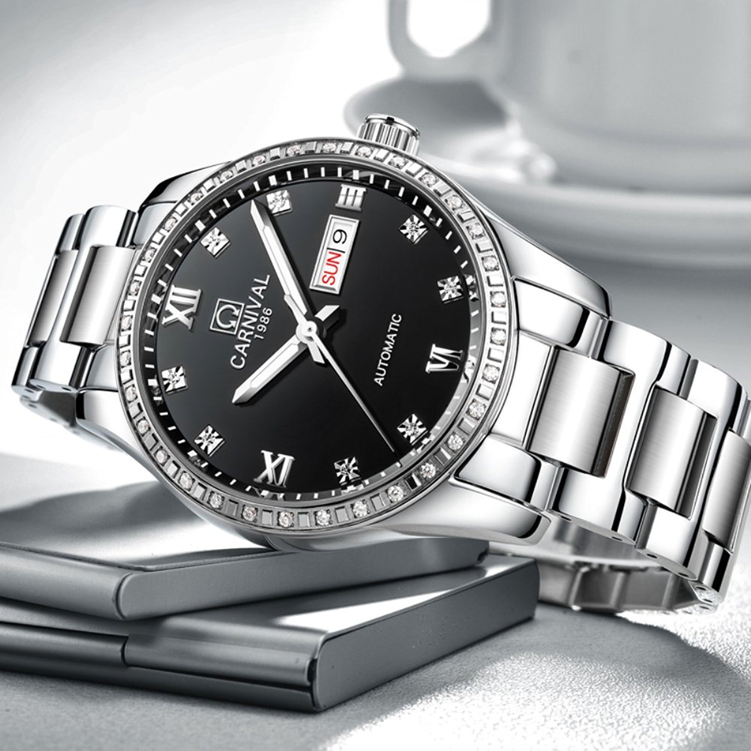 Gosasa Automatic Mechanical Watch for Men and Women - Sapphire Glass, Stainless Steel, Couple Matching Set - Perfect Anniversary, Wedding, Valentine's Day Gift for Him or Her - Ideal for Formal Events, Date Nights & Special Occasions