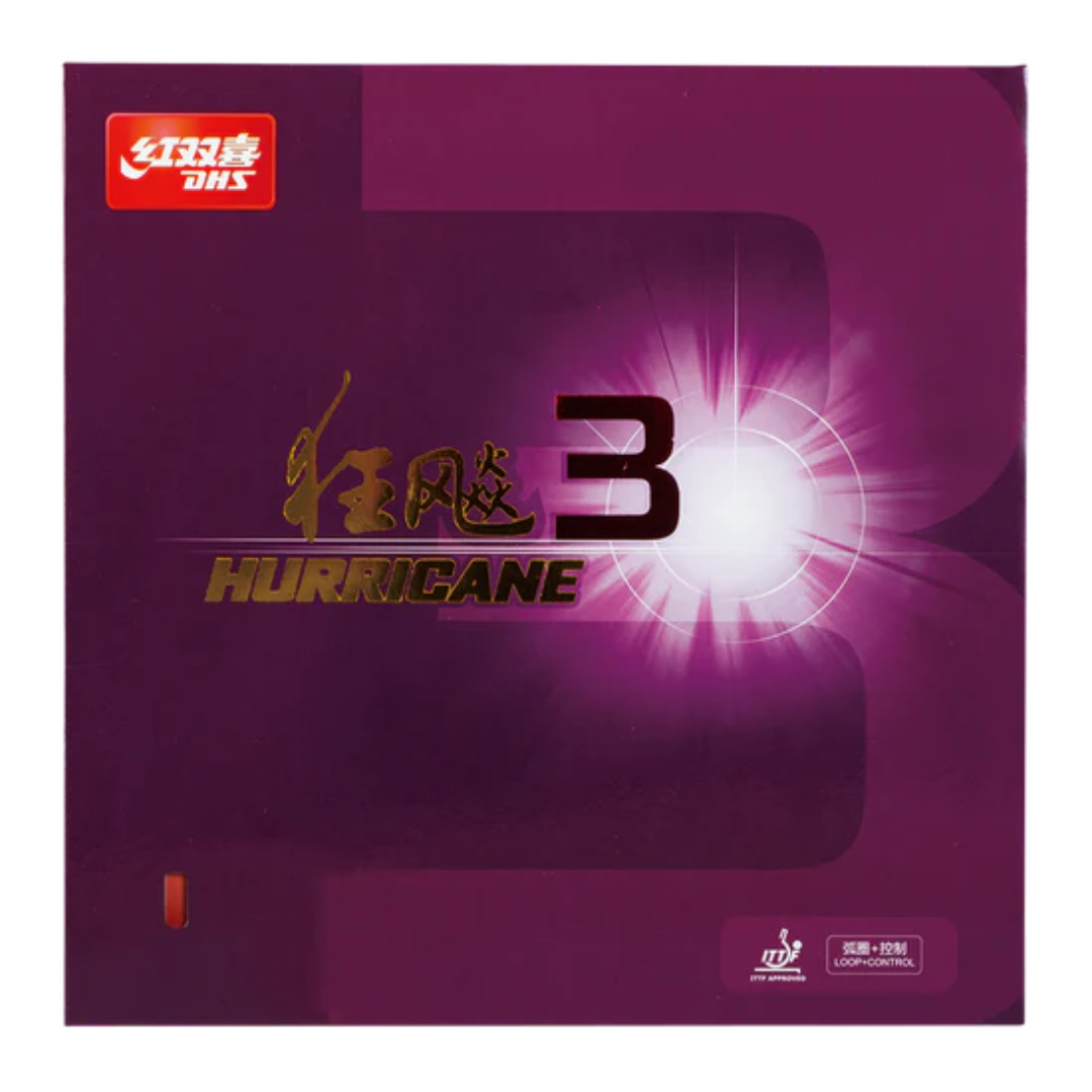 DHS Hurricane 3 Table Tennis Rubber (37° Soft) - Premium Spin & Speed for Competitive Play