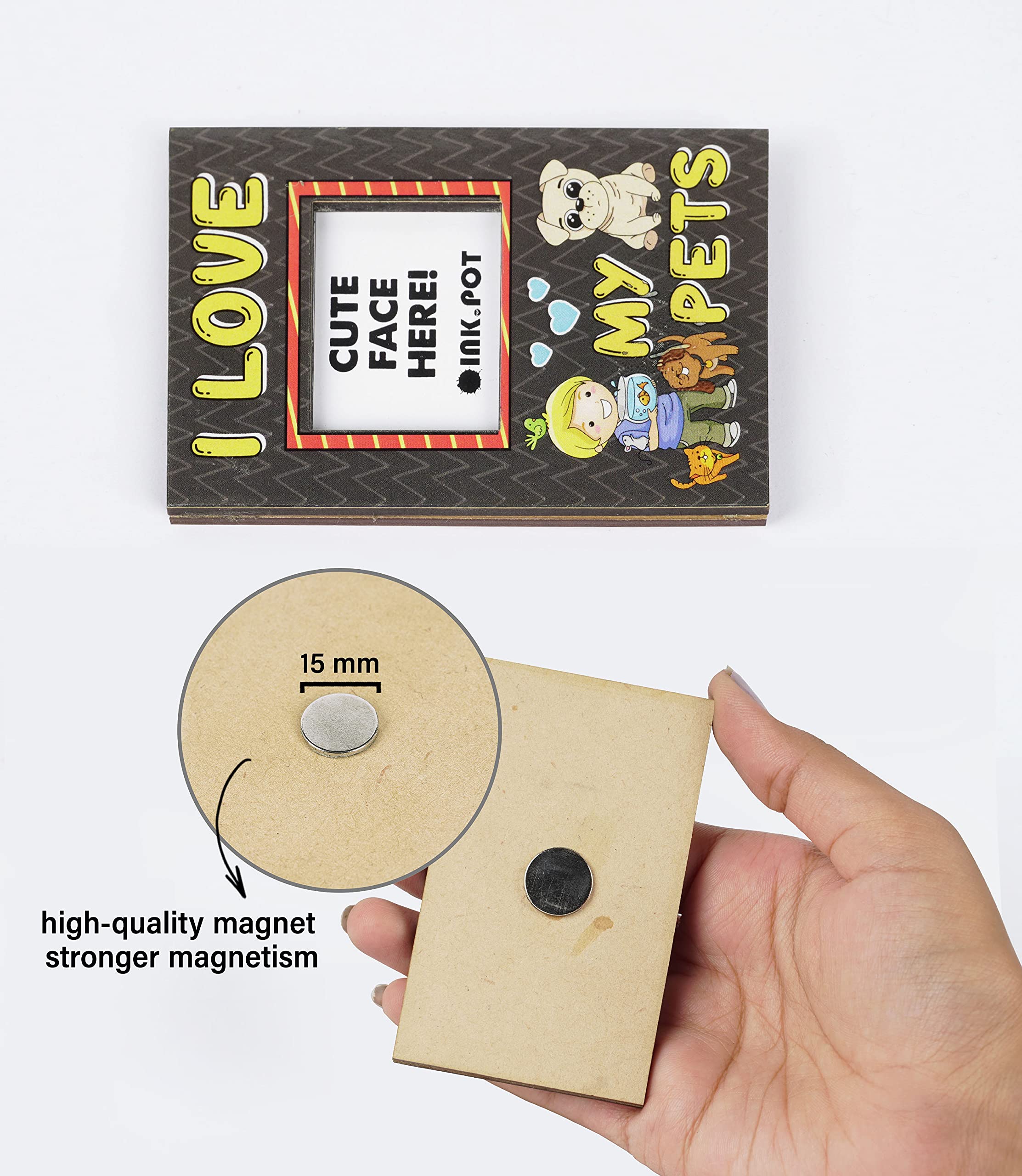 I Love My Pet Magnetic Photo Frame - Cute Mini Refrigerator Magnet for Pet Lovers - 3.5