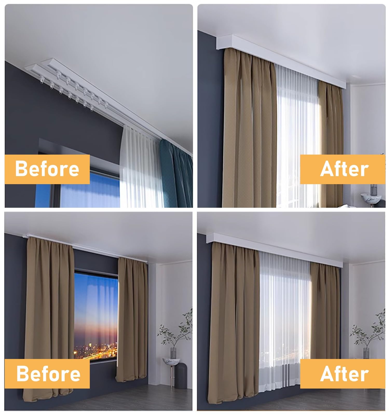 Heavy Duty Aluminum Wall Mount Curtain Pelmet Panel Box - No Tracks Cornice Board for Roller & Venetian Blinds - Ceiling Installation - Perfect for Living Room, Bedroom & Office Window Decor