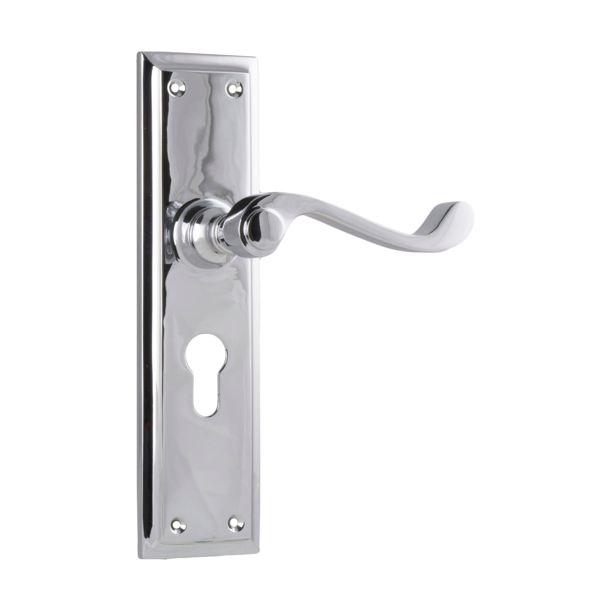 Milton 0790E Euro Door Lever Pair - Chrome Plated (H200xW50xP68mm) - Perfect for Modern Homes & Office Entrances