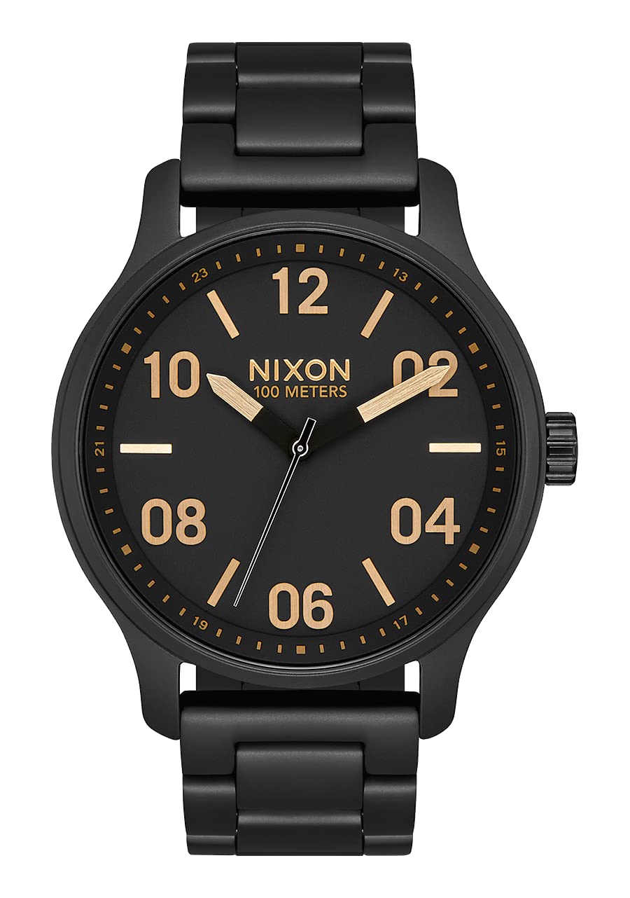 NIXON Patrol A1242 Men's Analog Classic Watch - 42mm Stainless Steel Case, 100m Water Resistant, 21-19mm Adjustable Band | Perfect for Swimming, Diving & Everyday Wear
