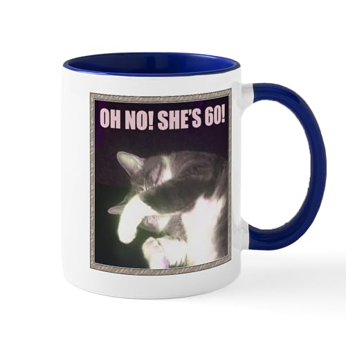 White/Navy Inside - Funny 60Th Birthday (Cat) Mug