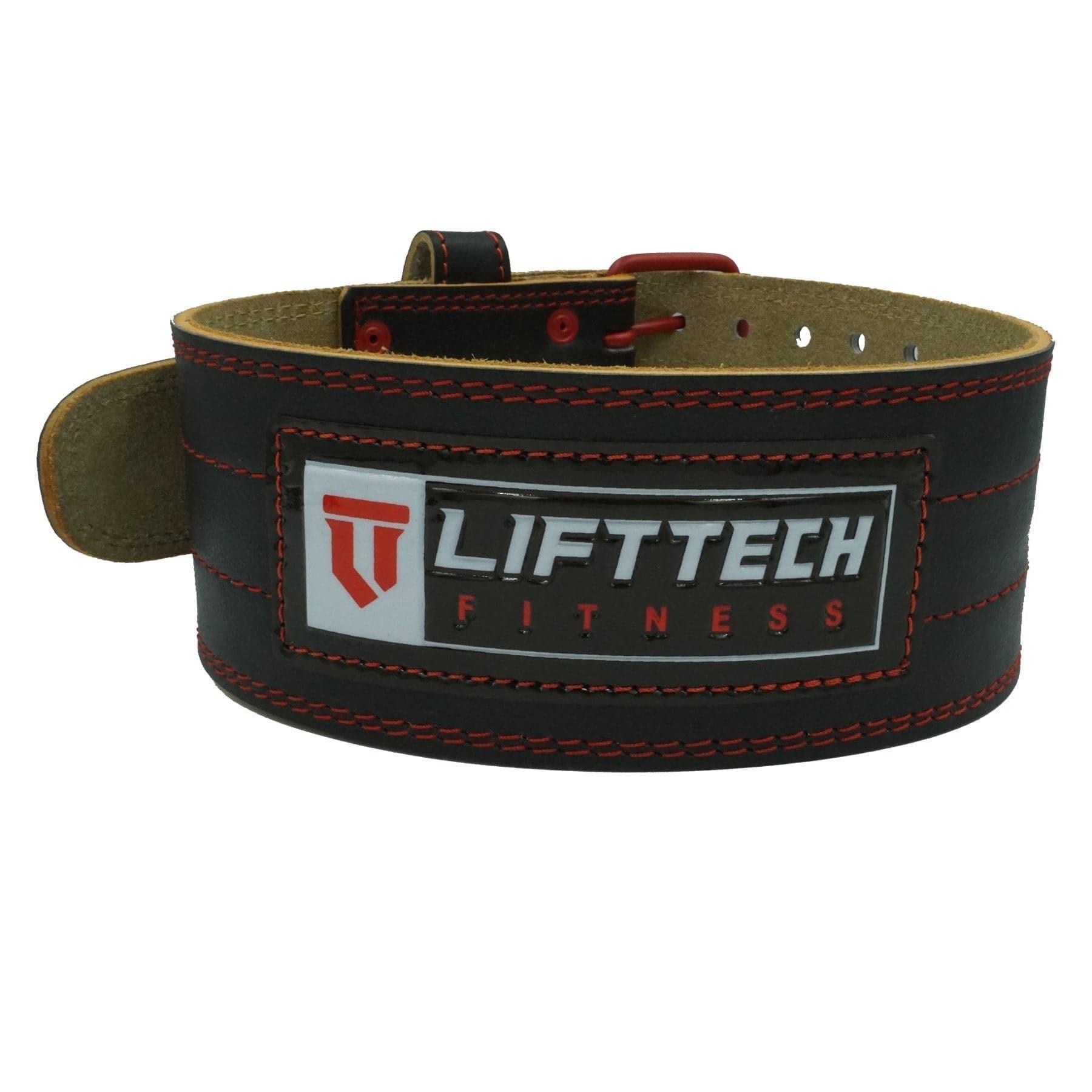 Lift Tech Fitness 4 Pro Leather Weightlifting Belt for Men & Women - Premium Genuine Leather Gym Belt for Powerlifting, CrossFit & Strength Training - Perfect for Deadlifts, Squats & Heavy Lifting Workouts