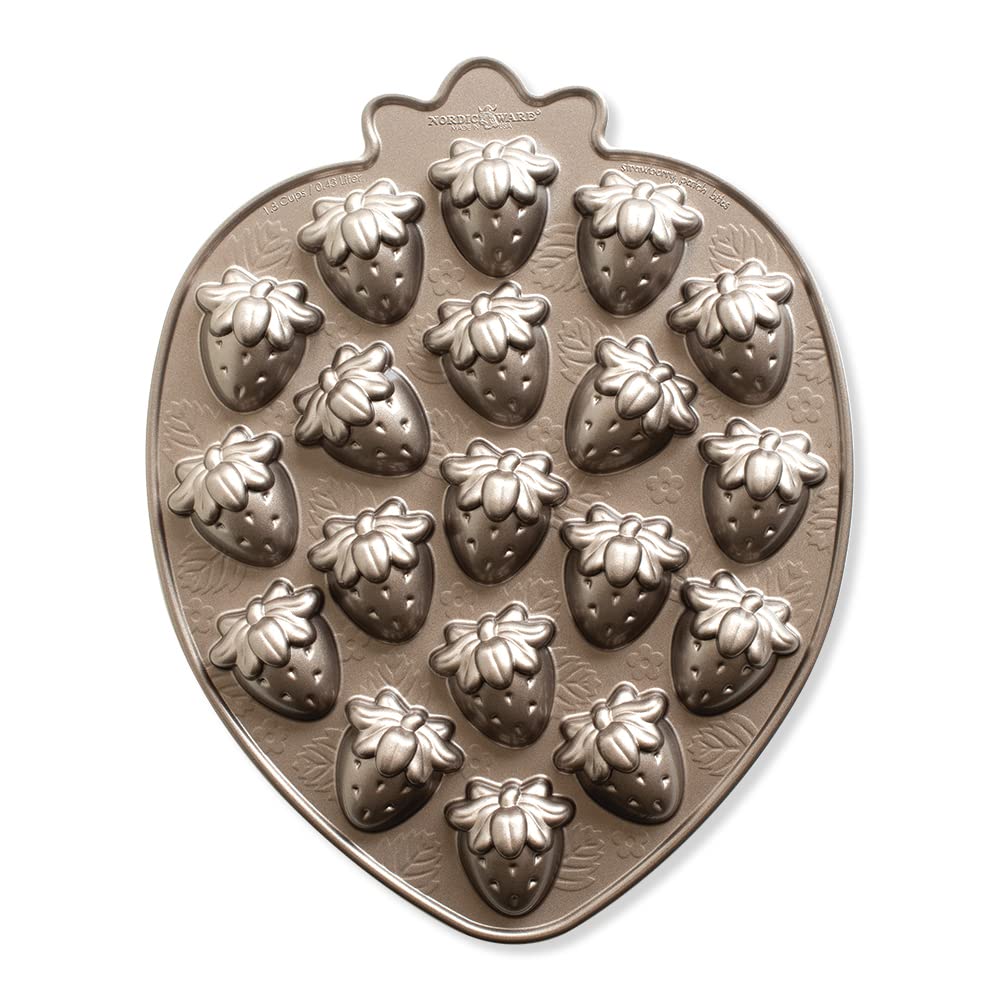 Nordic Ware Strawberry Patch Bites Pan - Non-Stick Mini Cake Pan for Baking Bite-Sized Treats, Perfect for Strawberry Shortcakes, Cupcakes & Party Desserts