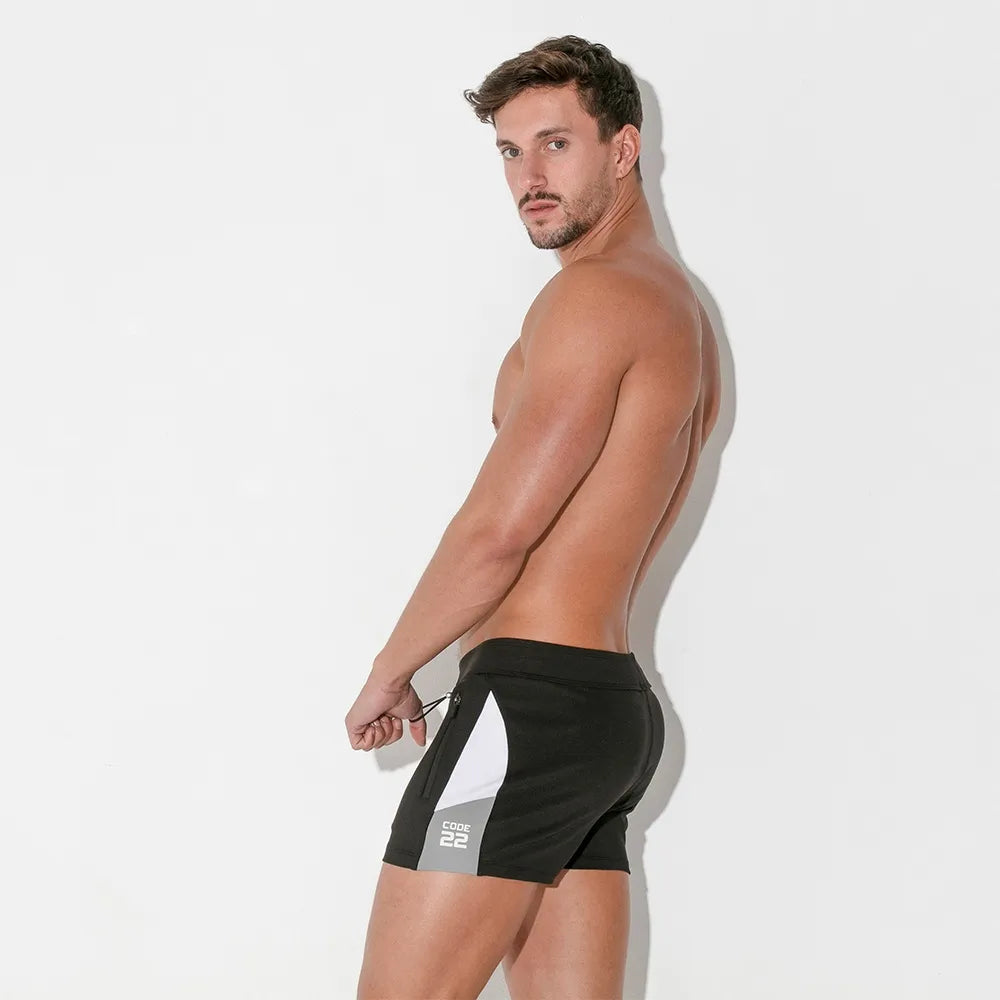 Code 22 Rush 2 Mini Short with Zipper Pockets - 9924 Black | Men's Athletic Running Shorts for Gym, Workout & Outdoor Activities