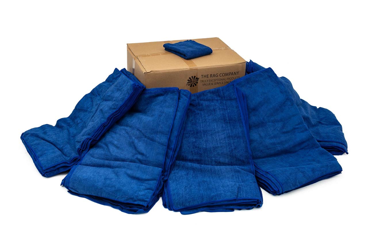The Rag Company - Premium 320gsm Microfiber Car Wash Towels (16x27 Inch) - Lint-Free, Streak-Free Auto Detailing & Drying Cloths for Professional Car Cleaning - Bulk Pack of 125 Royal Blue Towels - Perfect for Car Detailing, Washing, Waxing & Polishing