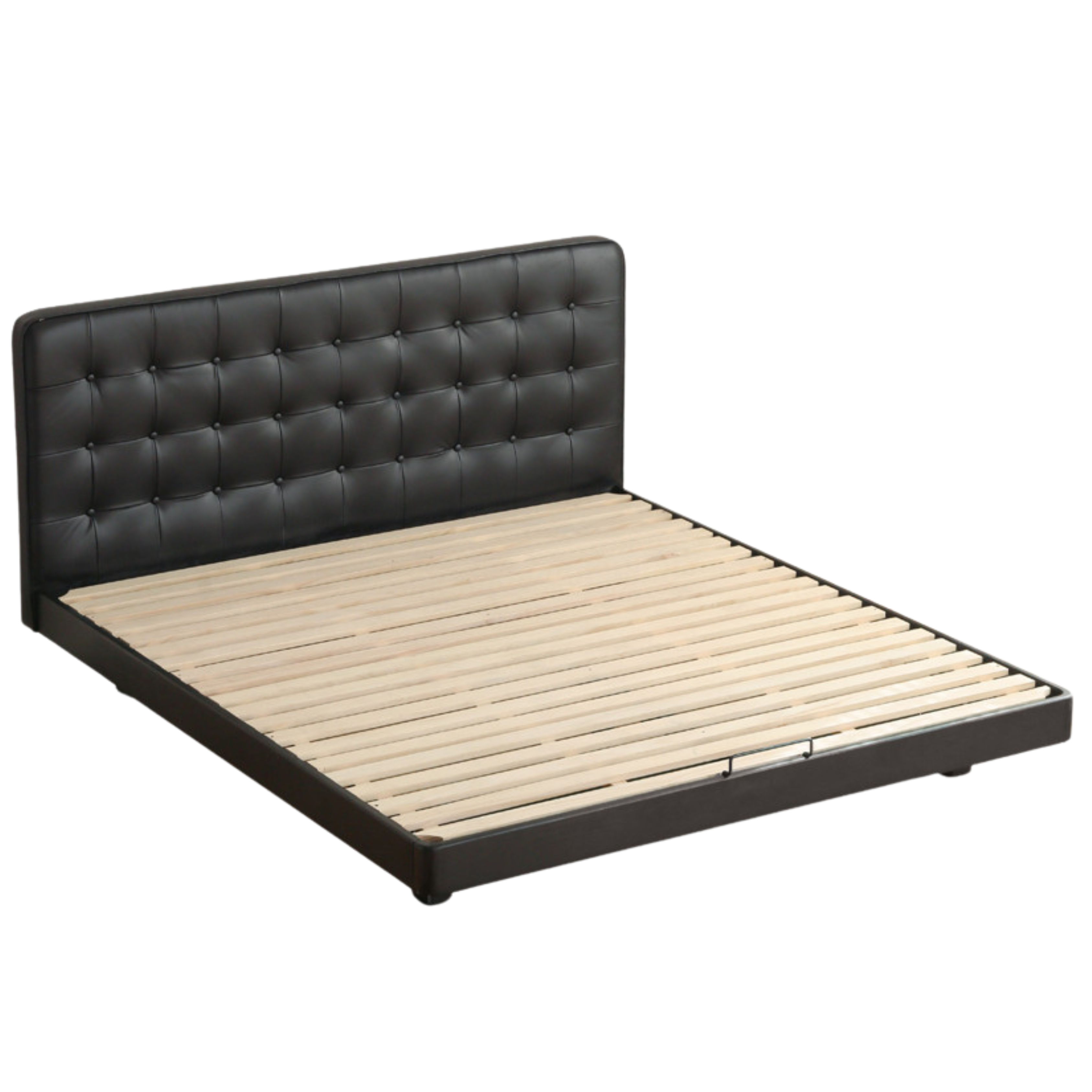 Black leather suspension upholstered bed