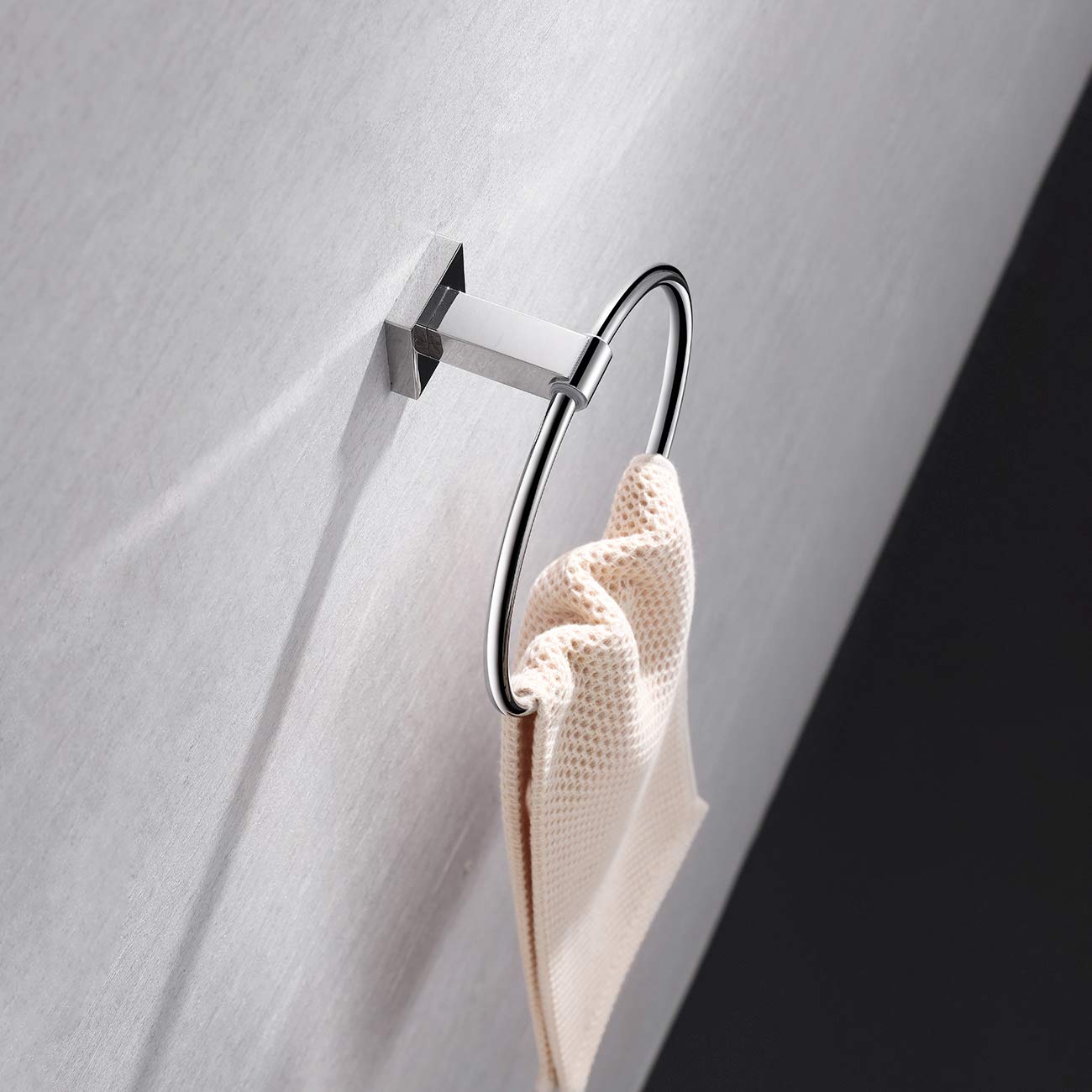 Miyili SUS 304 Stainless Steel Round Bathroom Towel Ring - Wall Mounted Polished Hand Towel Holder for Bath, Kitchen & Guest Room (Model D02C)