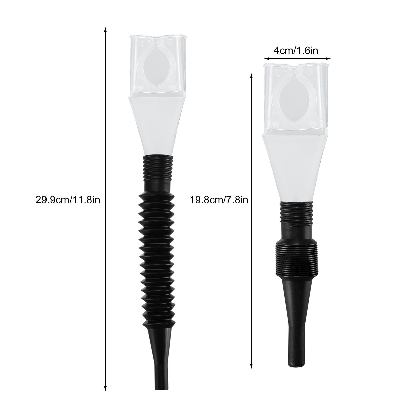 8-Piece Snap Funnel Set with Extendable Flexible Spout - Universal Car Oil Drain Tool for Motorcycle, Petrol, Diesel, Water - White | Ideal for DIY Auto Maintenance, Fluid Transfer & Home Use