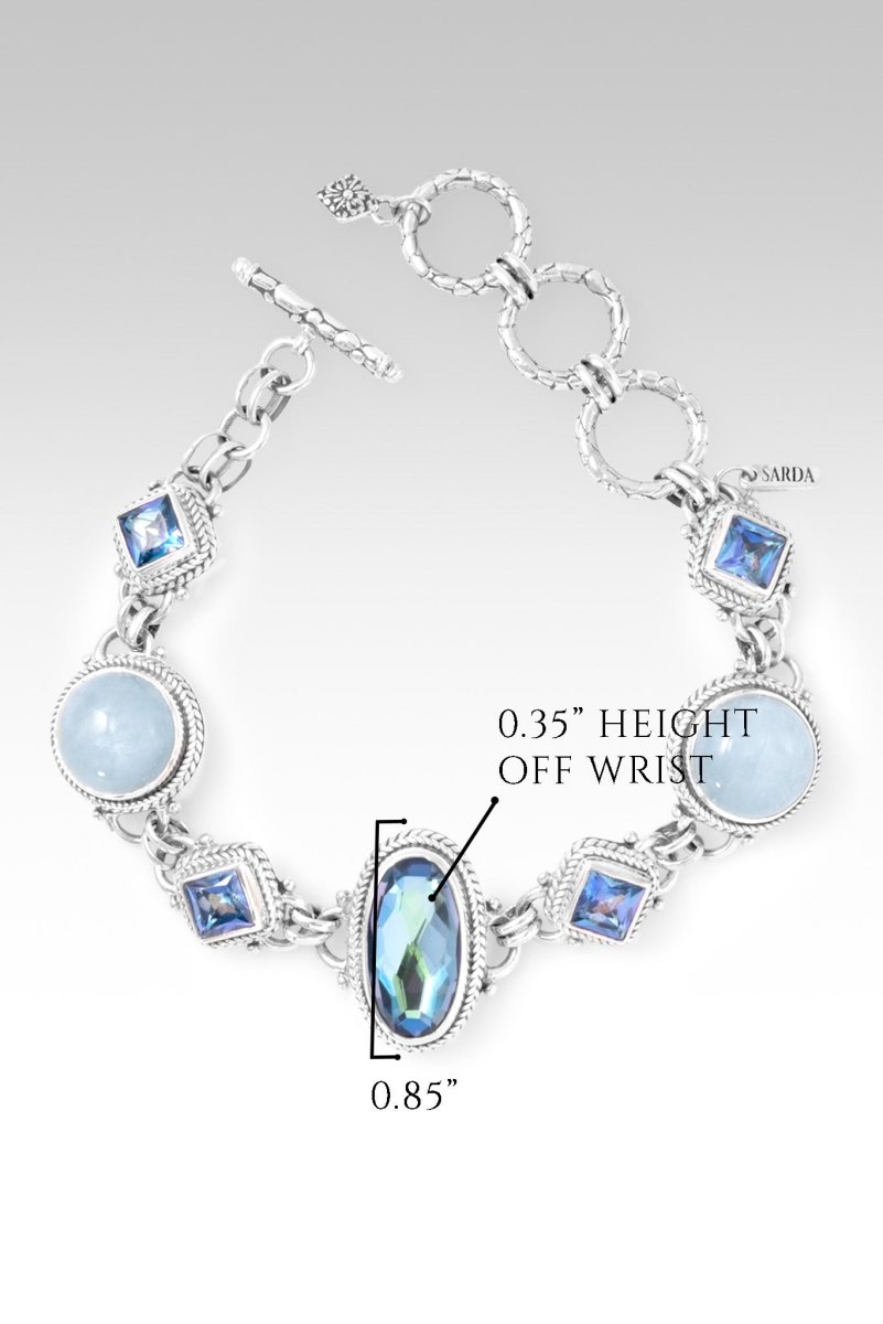 Glorious Promise Bracelet II - Mystic Quartz & Aquamarine Gemstone Jewelry with Sheer Luck Topaz | Perfect Luck Charm Bracelet for Women | Gift for Birthday, Anniversary & Spiritual Healing