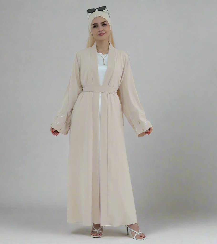 Elegant Muna Open Abaya Kimono - Lightweight Muslim Prayer Dress for Women - Perfect for Prayer, Home Wear & Special Occasions