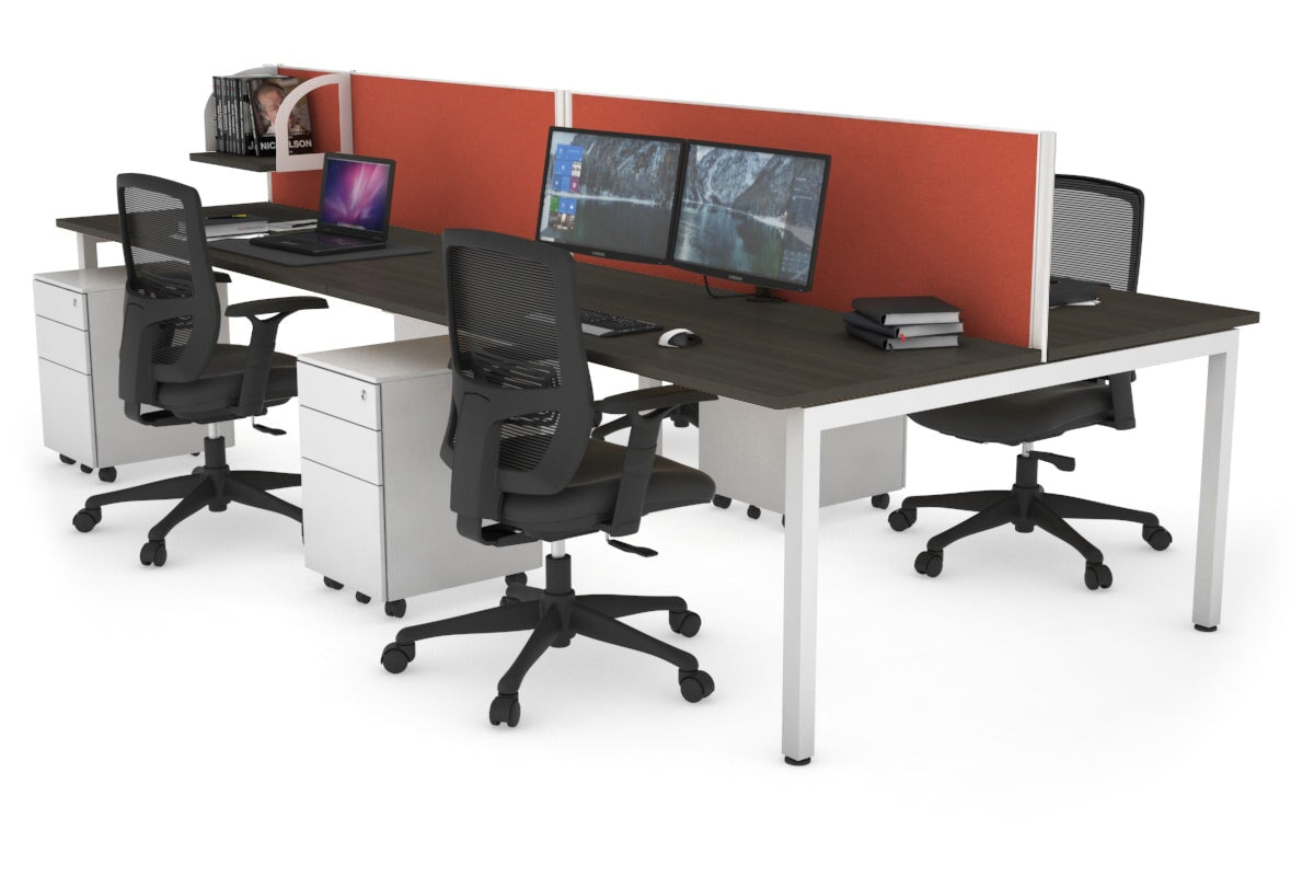 Quadro Square Legs 4-Person Office Workstation Desk - 1800mm x 700mm (71
