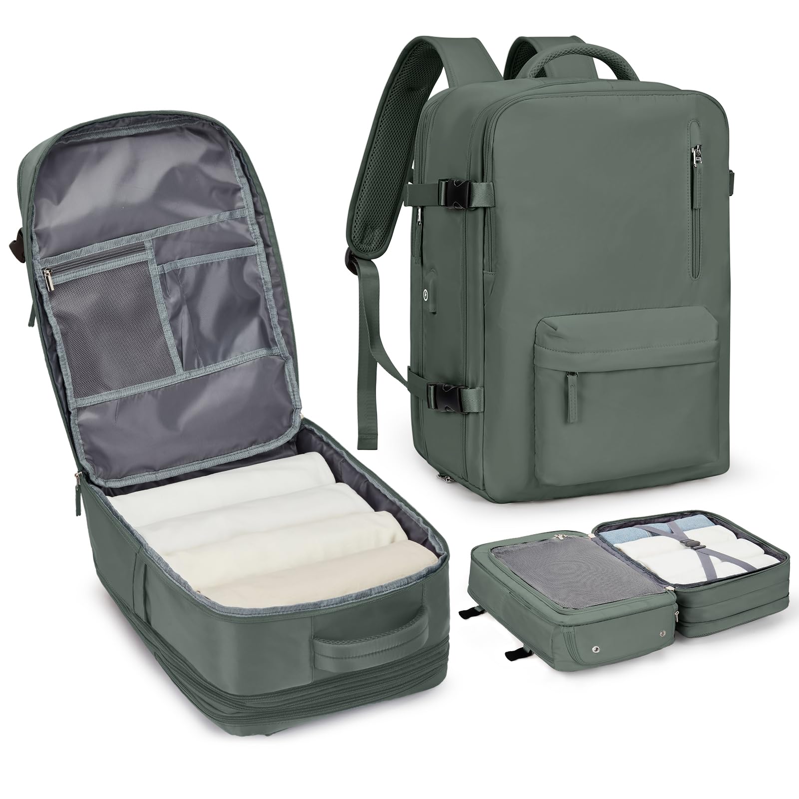 WONHOX Large Travel Backpack - Flight Approved Carry On Backpack with Laptop Compartment for Women & Men, Durable Business Backpack for Work, Commute & Weekend Trips - Perfect for Air Travel, Office & College Use