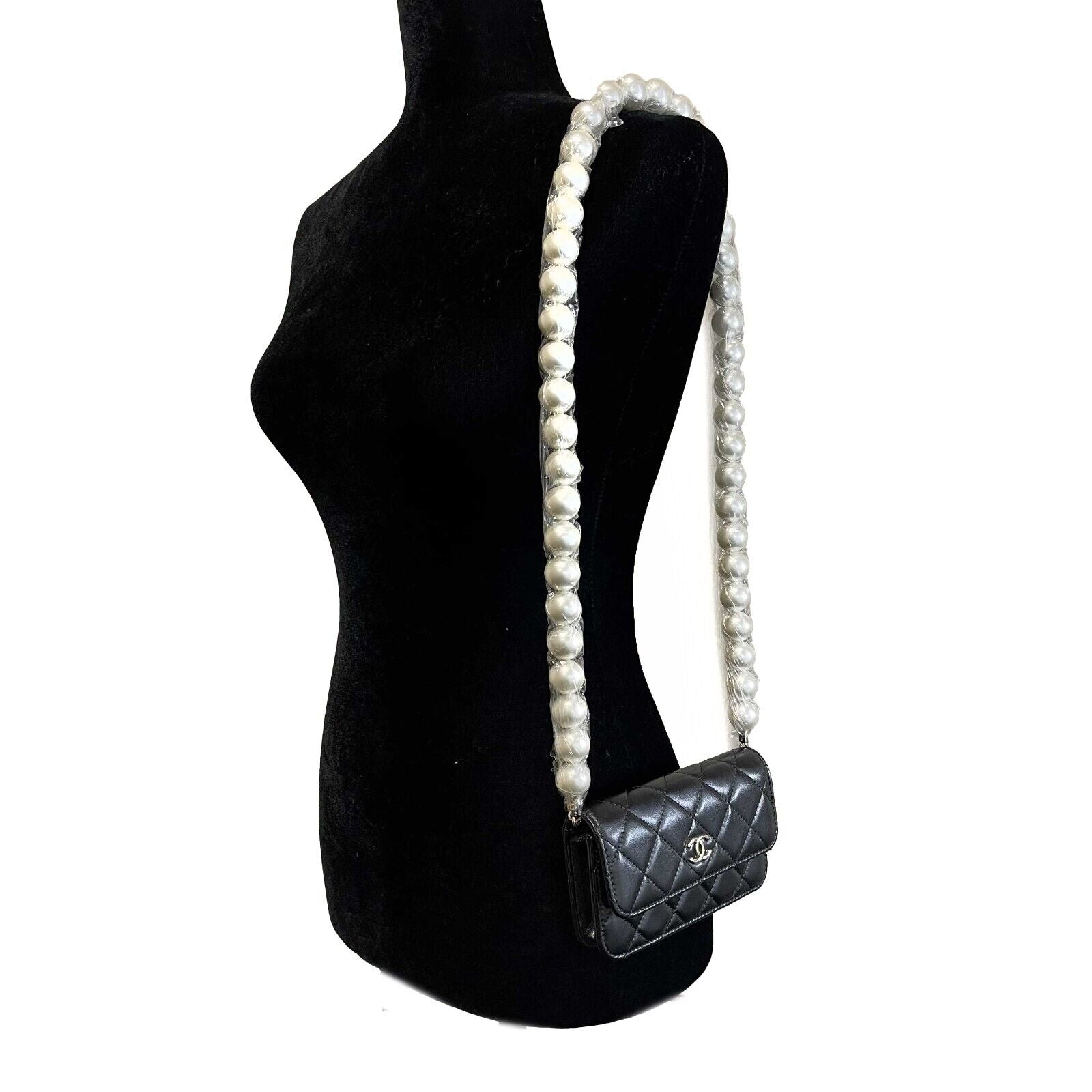 Chanel NEW Wallet on Chain Mini Black Giant Pearls Clutch Crossbody Bag for Women - Perfect for Evening Parties, Date Nights & Special Occasions