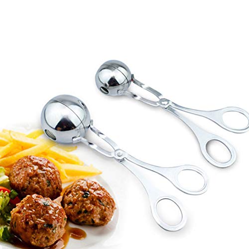 Stainless Steel Ice Cream Rice Baller & Meatball Scoop - Nonstick Cake & Fruit Scooper, Mango Cutter, Mini Food Tongs for Baking, Cooking, and Ice Cream Making | Perfect for Home Kitchen, Party Serving, and Dessert Preparation