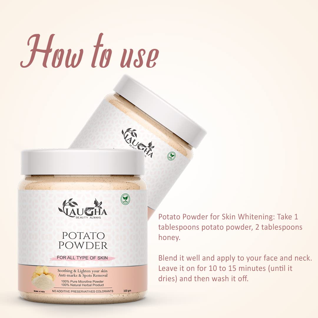 Organic Potato Powder Face Mask for Brightening & Glowing Skin - Natural Skin Lightening, Tan Removal & Exfoliating Treatment - 100% Pure Solanum Tuberosum for Dead Skin Removal & Moisturizing (Pack of 2 x 100g) - Perfect for Spa Days & At-Home Skincare Routines