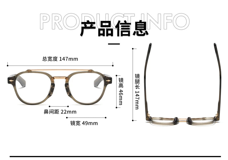 Stylish Unisex Black Acetate Eyeglasses with Double Bridge - Oval Full Rim Frame 63468 | Perfect for Work, Reading & Fashion Accessories