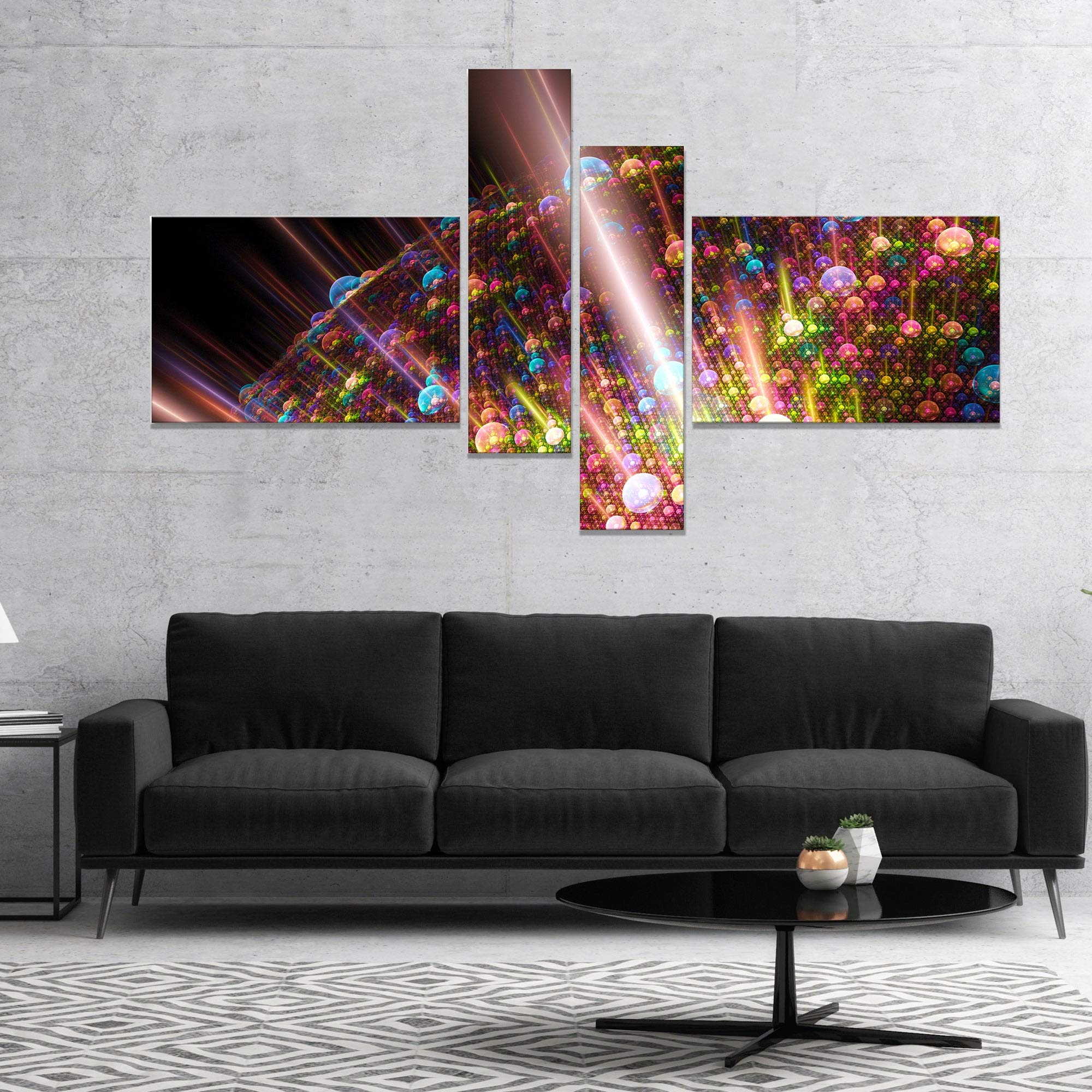 DESIGN ART 'Multi Color Solar Bubbles Planet' Abstract Canvas Wall Art Print - 60x32 Inches 5-Panel Modern Home Decor for Living Room, Bedroom & Office | Vibrant Space Decor