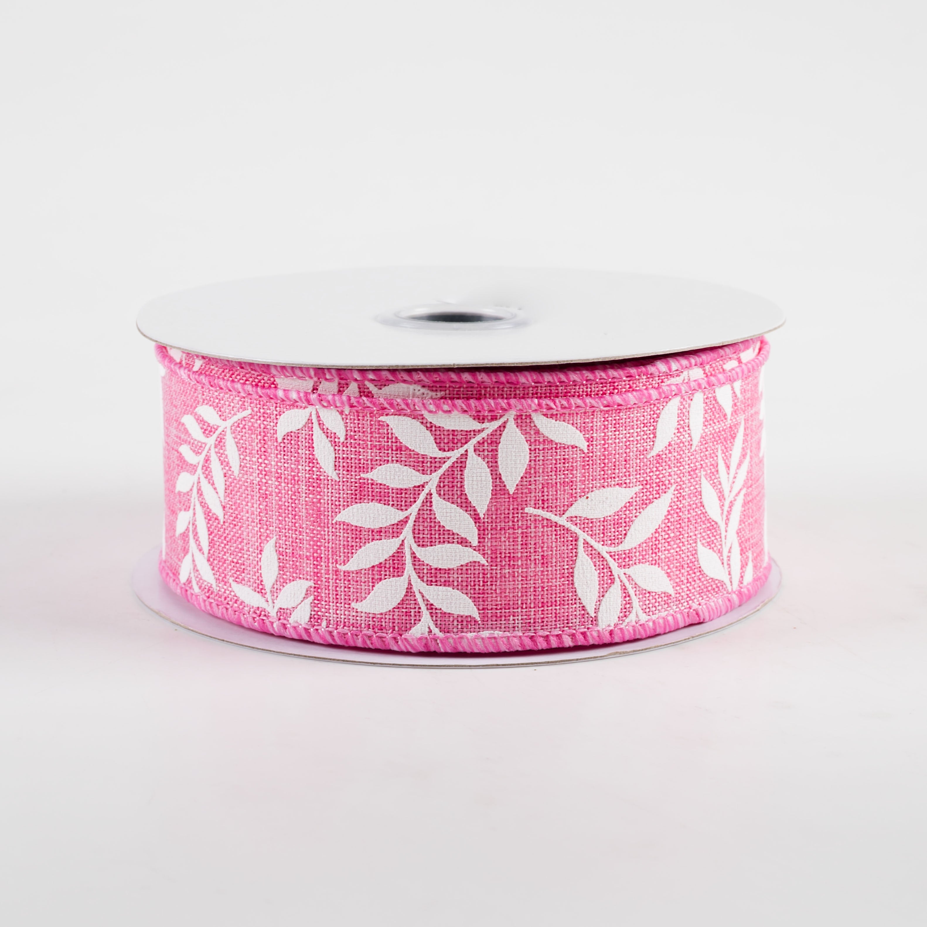 1.5 Inch Pink Laurel Leaf Ribbon - 10 Yards Bulk Roll for Gift Wrapping, Wedding Decorations, DIY Crafts and Floral Arrangements