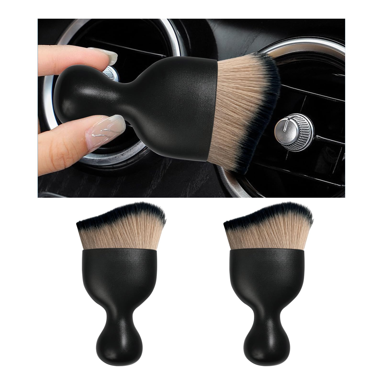 2PCS Car Dust Brush - Soft Scratch-Free Auto Detailing for Dashboard & Vents | Home & Office Use