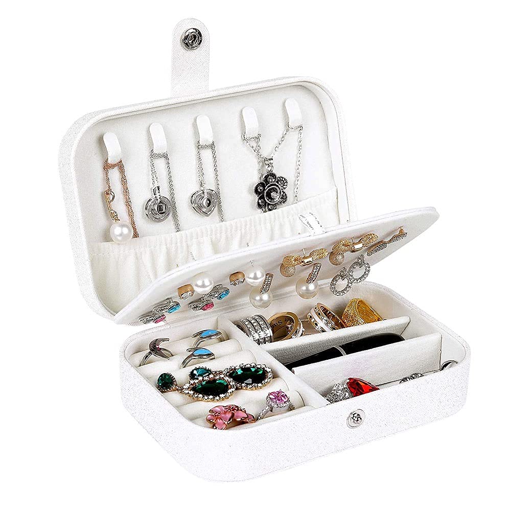 Toylord Double Layer Jewelry Box for Women - Travel Jewelry Organizer for Necklaces, Earrings & Rings - Sparkling Jewelry Holder Case - Perfect for Travel, Gifts & Home Storage