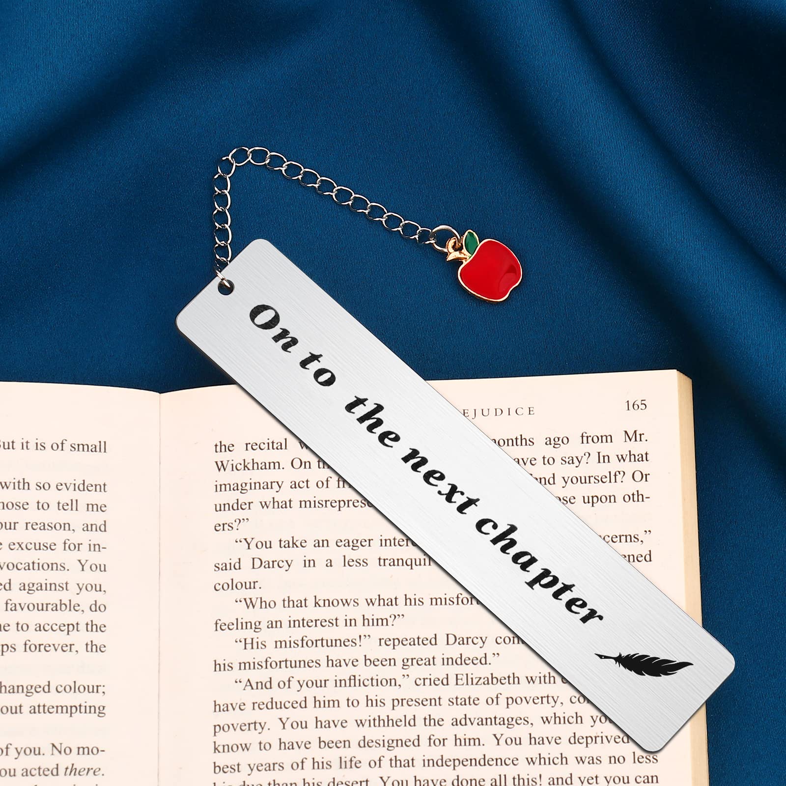 Custom Engraved Metal Bookmarks - Personalized Gifts for Women, Teachers, Friends & Book Lovers - Apple Design - Perfect for Reading, Book Clubs & Thoughtful Presents