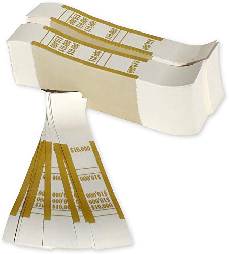 Currency Straps & Mustard Money Bands - 1000 Pack for $10,000 Cash - Perfect for Bank Tellers, Retail Stores & Money Handling Businesses