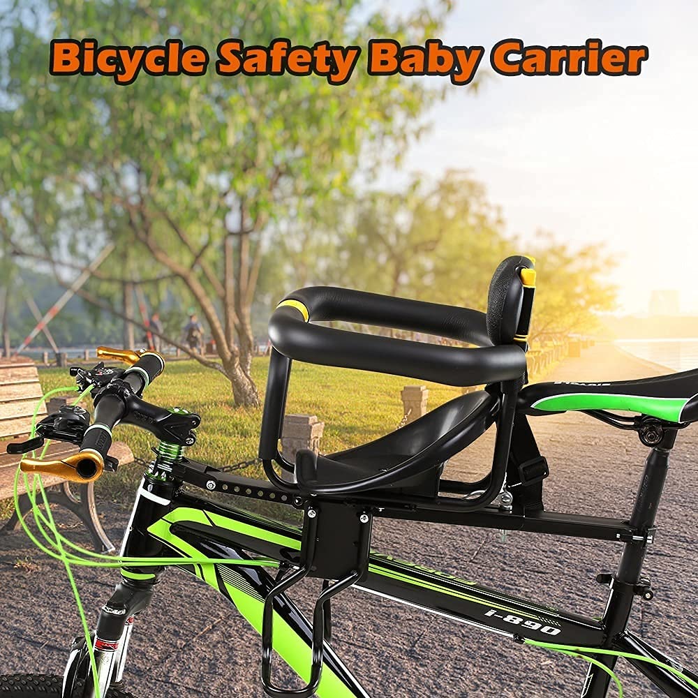 **SXZHSM Kids Bike Front Mount Seat - Adjustable & Safe Child Bicycle Carrier with Handrail for Toddlers & Infants - Compatible with Mountain Bikes, Road Bikes & Commuting - Perfect for Family Rides, Outdoor Adventures & Daily Errands**