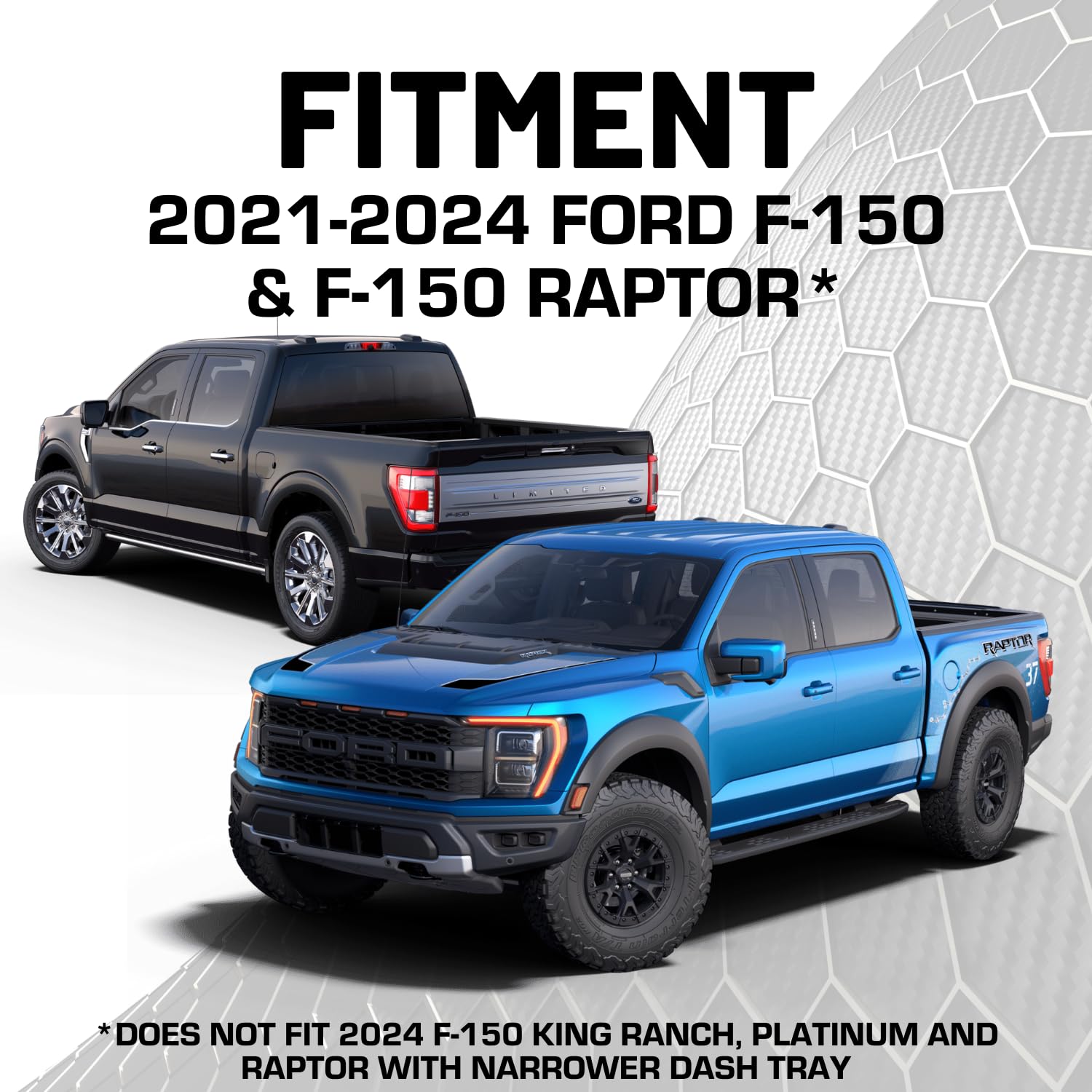 RubiGrid Metal Dash Mount Phone Holder & Action Camera Mount - Compatible with 2021+ Ford F-150 & Raptor - Secure Hands-Free Car Mount for GPS Navigation & Adventure Filming