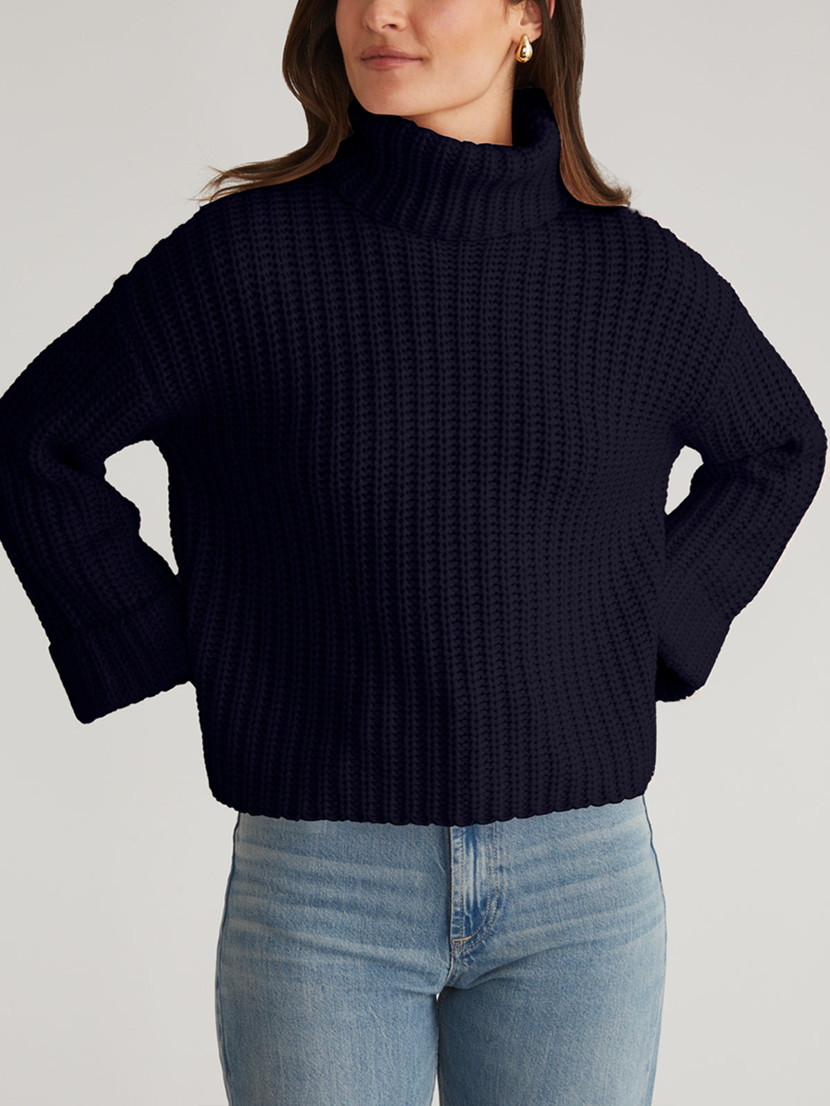 Vida Women's Turtleneck Shaker Pullover Sweater - Cozy Winter Knit Top for Work, Date Night & Casual Outfits