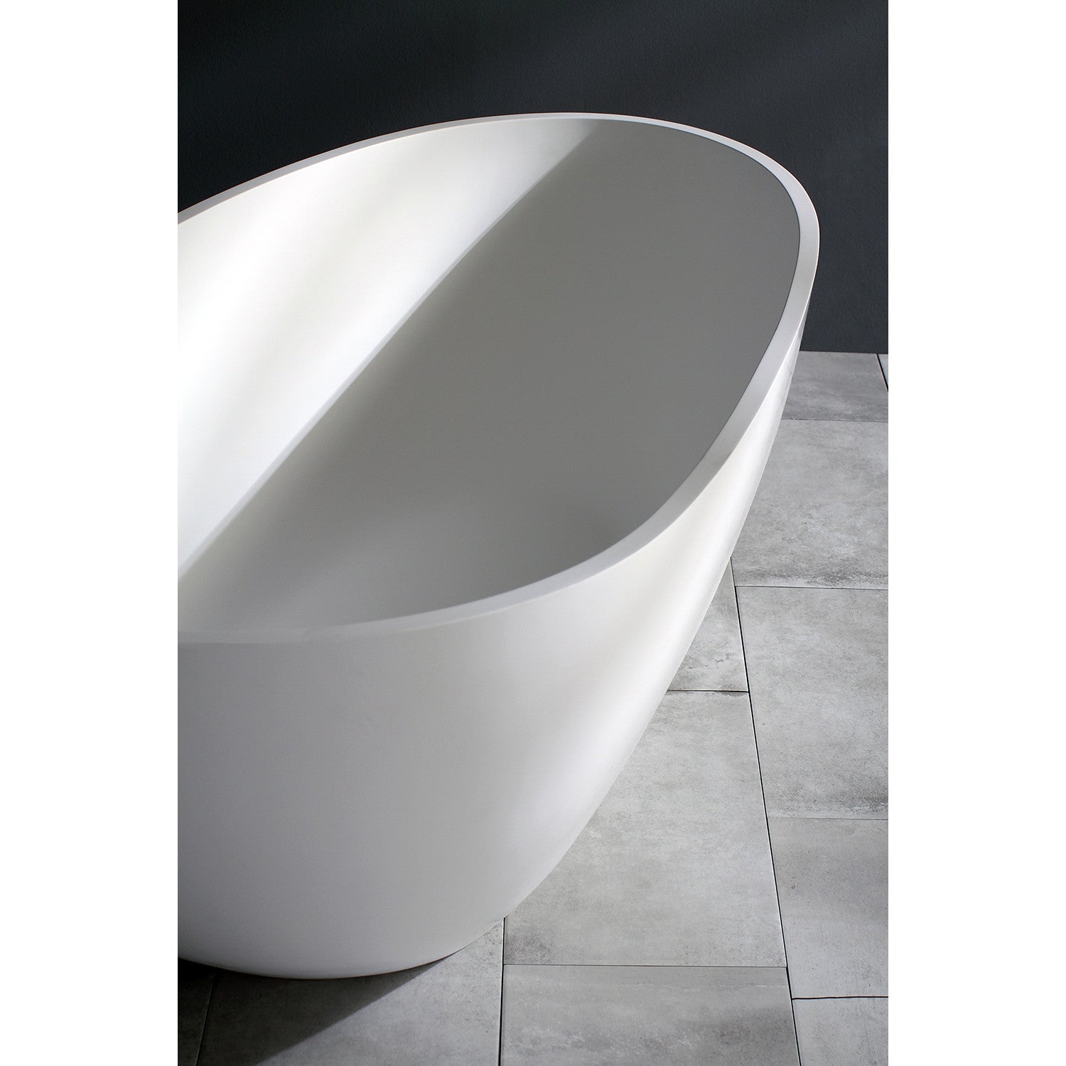 Arcticstone 67 Inch Freestanding Bathtub - Matte White Egg-Shaped Solid Surface Tub with Drain | Double Ended Soaking Tub for Luxury Bathroom & Spa Relaxation