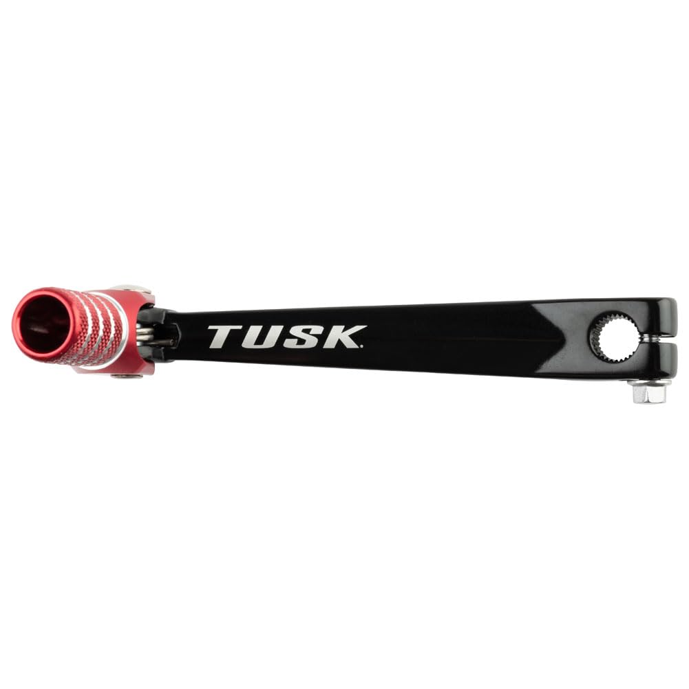 Tusk Folding Shift Lever - Black/Red Tip - Durable Motorcycle Gear Shifter for Off-Road & Dirt Bikes - Perfect for Trail Riding & Motocross Racing