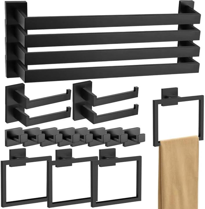 20-Piece Matte Black Bathroom Hardware Set - 23.6