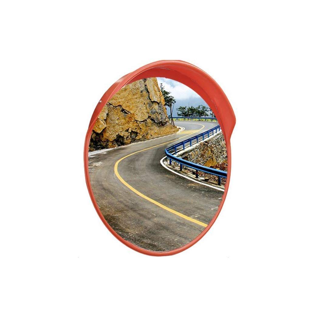 FXLYMR 24-Inch Round Convex Safety Mirror - Orange Indestructible Anti-Theft Wide Angle Traffic Mirror for Blind Spot Monitoring - 60cm Outdoor/Indoor Use for Stores, Warehouses & Parking Lots