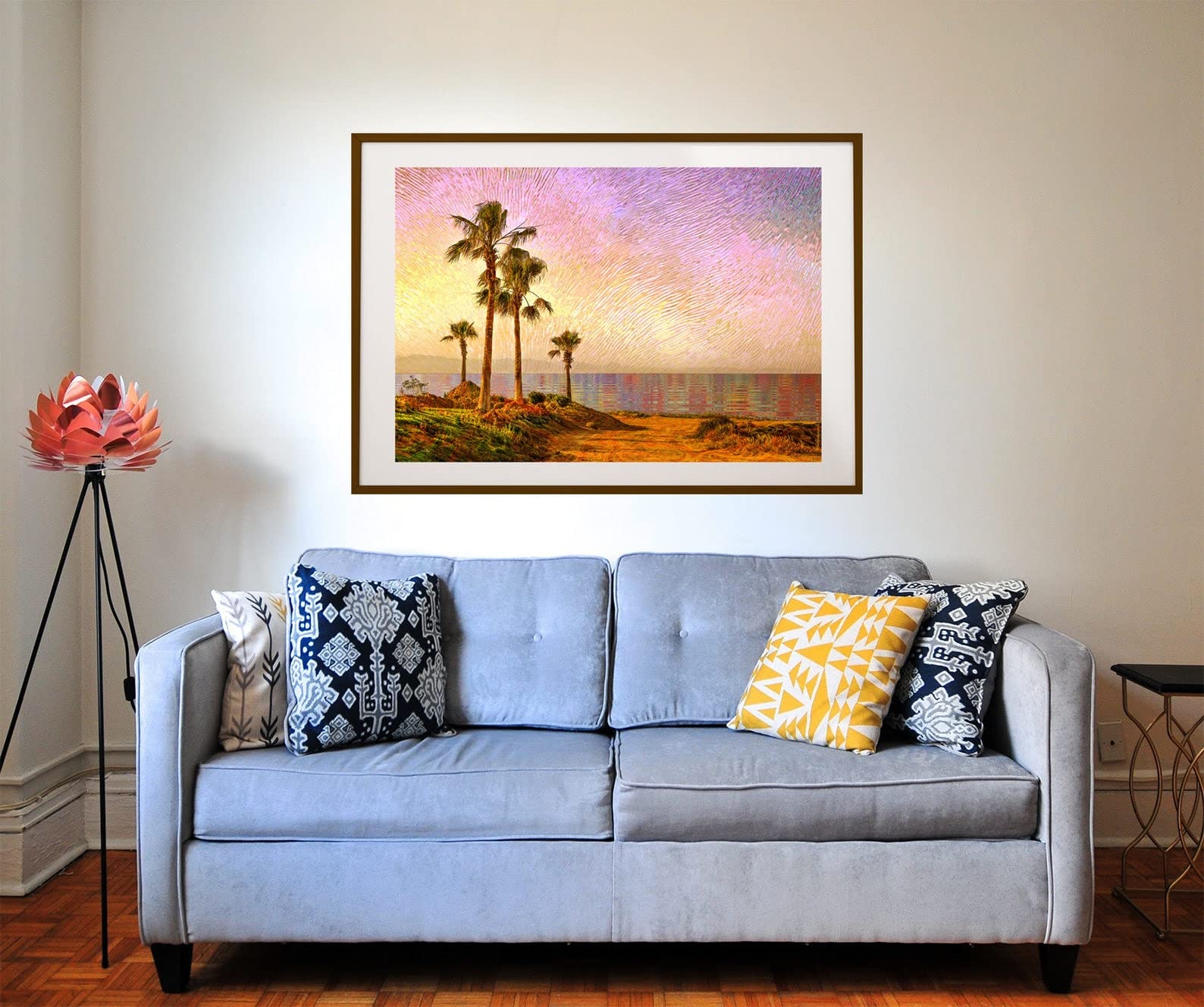 Lucid Eye Studios Pacific Palms Poster - Ocean Sunset Wall Art Decor, California Boho Style Palm Tree Print, Psychedelic Nature Painting for Living Room, Bedroom & Office | Premium Unframed Home Decor