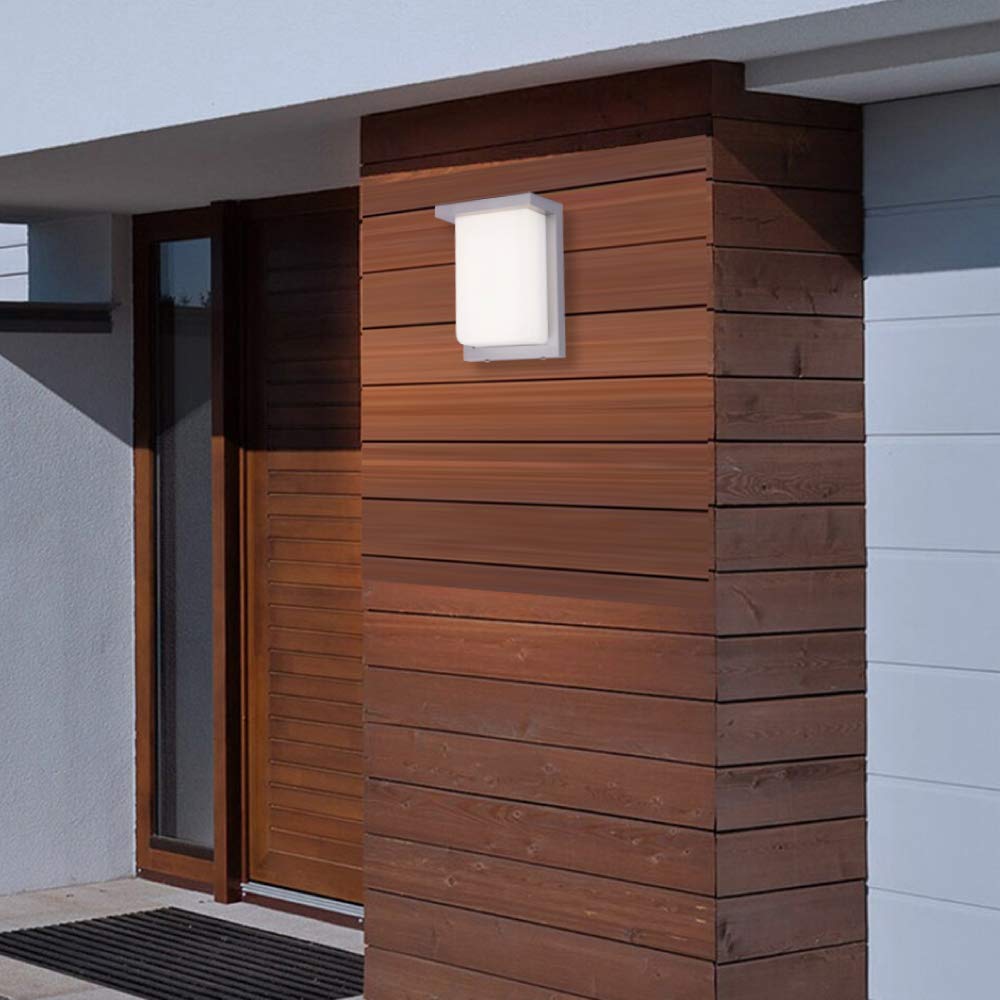 LEDMyplace 12W Outdoor Wall Light Fixtures - 5000K Cool White, 600 Lumens, Silver Finish Waterproof Porch Lights for House Front Door, Patio & Entryway | Perfect for Exterior Lighting, Home Security & Landscape Illumination