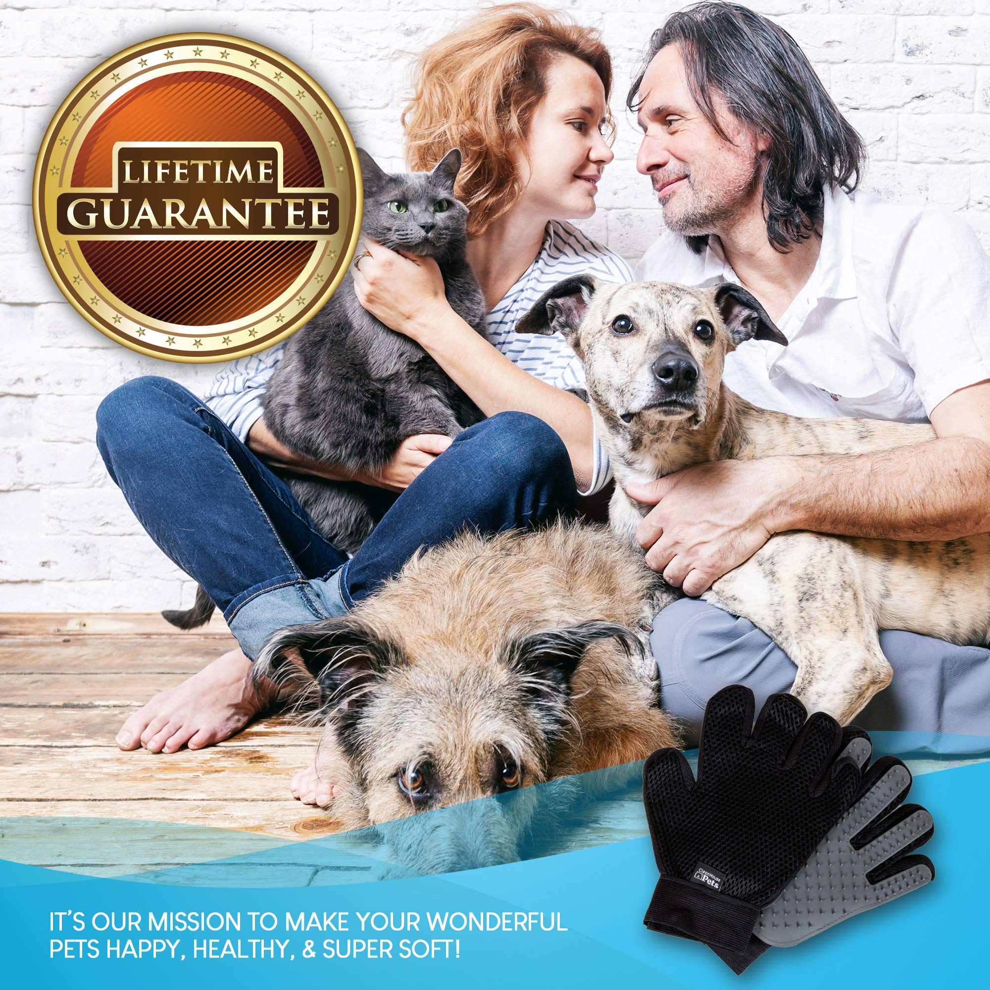 Right Hand Pet Hair Remover Glove - Gentle Deshedding Brush for Dogs, Cats & Horses | Machine Washable Grooming Tool for Long & Short Hair | Perfect for Home Grooming & Shedding Control