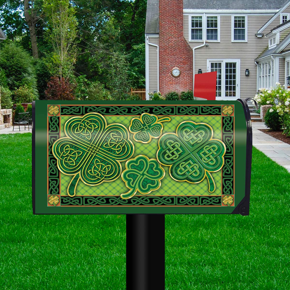 Briarwood Lane Celtic Shamrocks St. Patrick's Day Magnetic Mailbox Cover - Irish Clover Design for Standard Mailboxes | Perfect for St. Patrick's Day Decor & Irish-Themed Outdoor Decorations