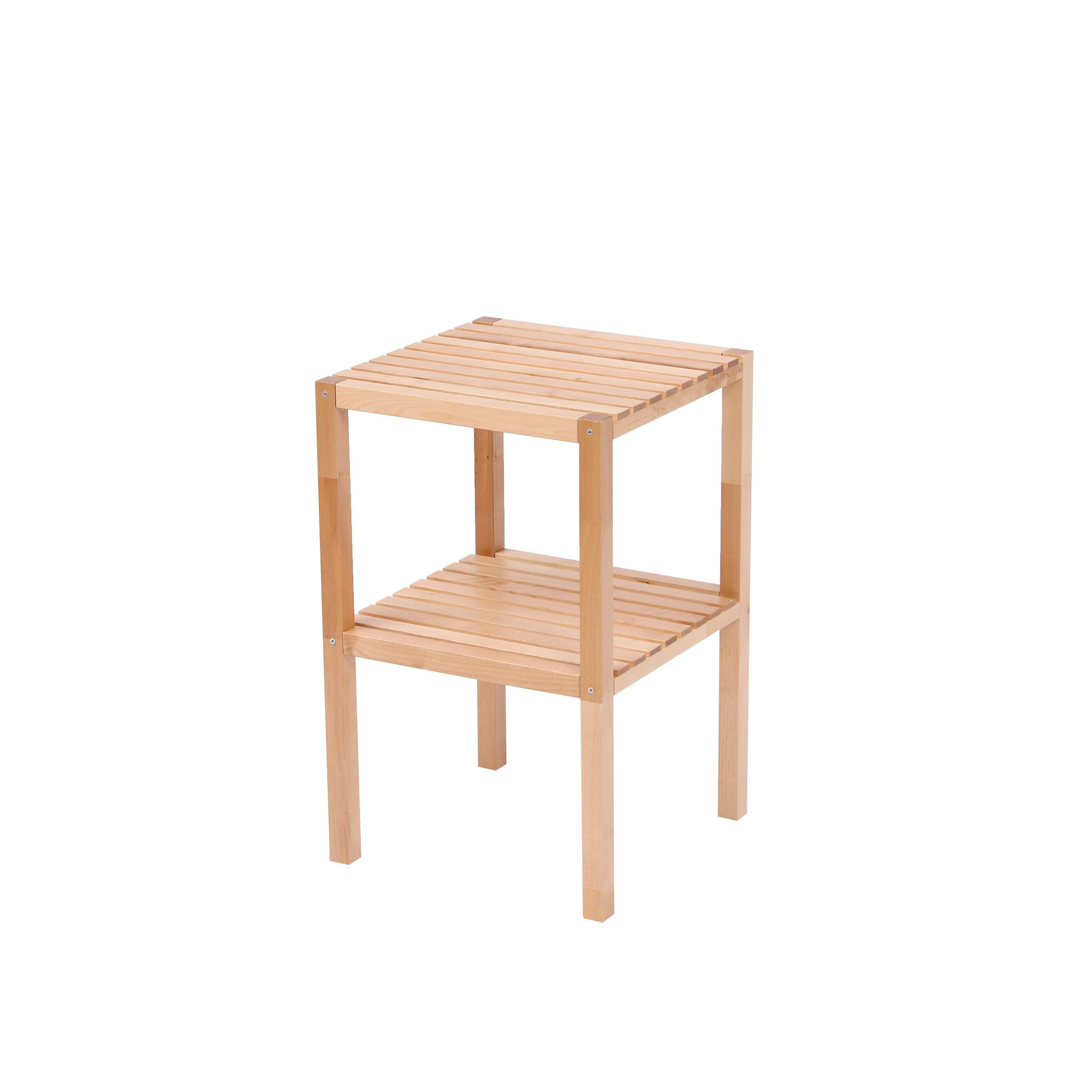 2 Tier Birch Bathroom Shelf - Narrow Corner Storage Rack for Bathroom, Kitchen, Living Room & Bedroom | Space-Saving Organizer for Towels, Toiletries & Decor | Natural Wood Shelving Unit for Small Spaces