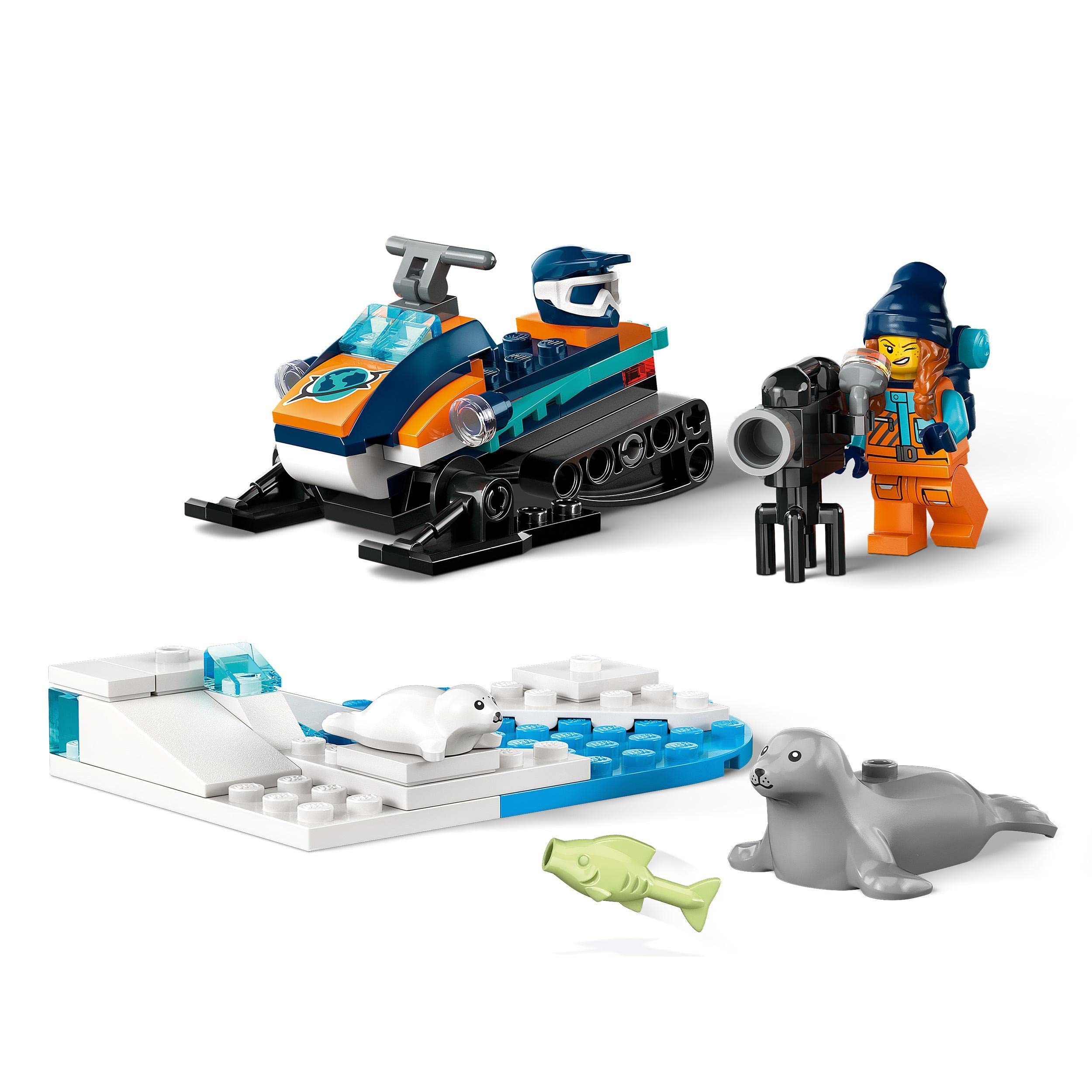 LEGO 60376 City Arctic Exploration Snowmobile Building Toy with Seal Figures & Explorer Minifigure - Perfect Gift for Kids, Creative Play & Winter Adventure Scenes