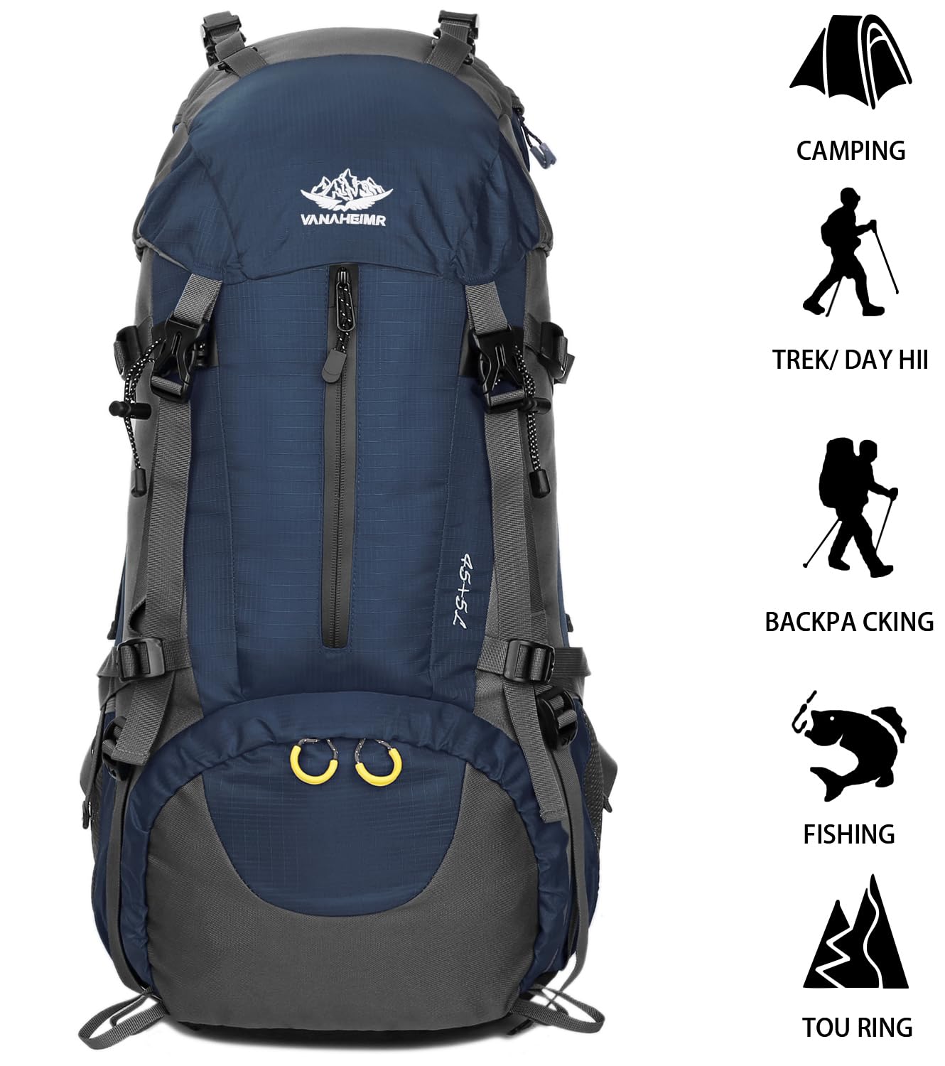 **Esup 50L Lightweight Hiking Backpack for Men - Waterproof Camping Backpack with Rain Cover (45L+5L) - Perfect for Outdoor Adventures, Travel & Backpacking**