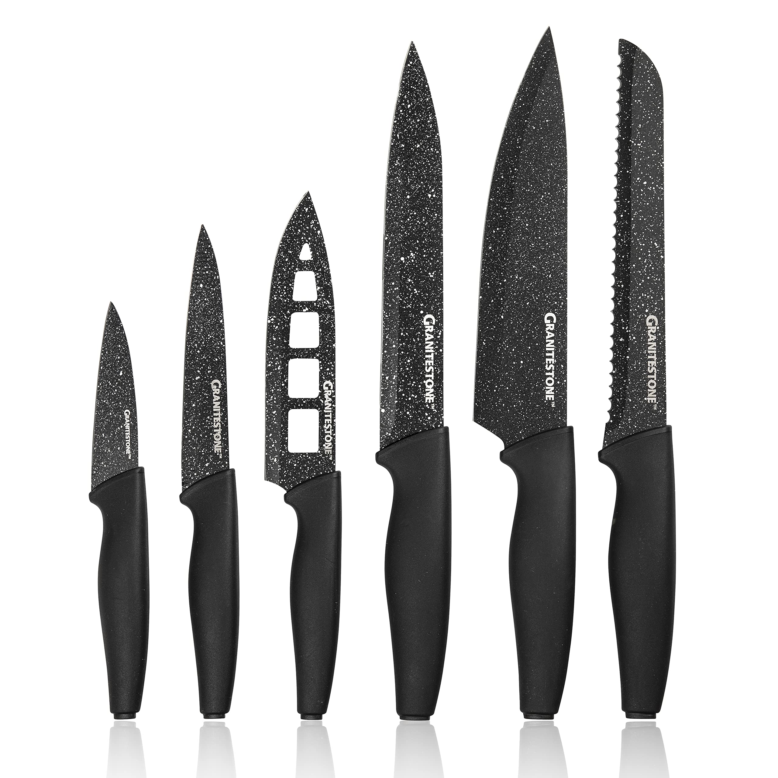 Granitestone Nutriblade 13-Piece Premium Stainless Steel Knife Set with Acrylic Block - 6 Chef Knives & 6 Serrated Steak Knives - Perfect for Professional Cooking, Home Kitchens & Gourmet Meal Preparation