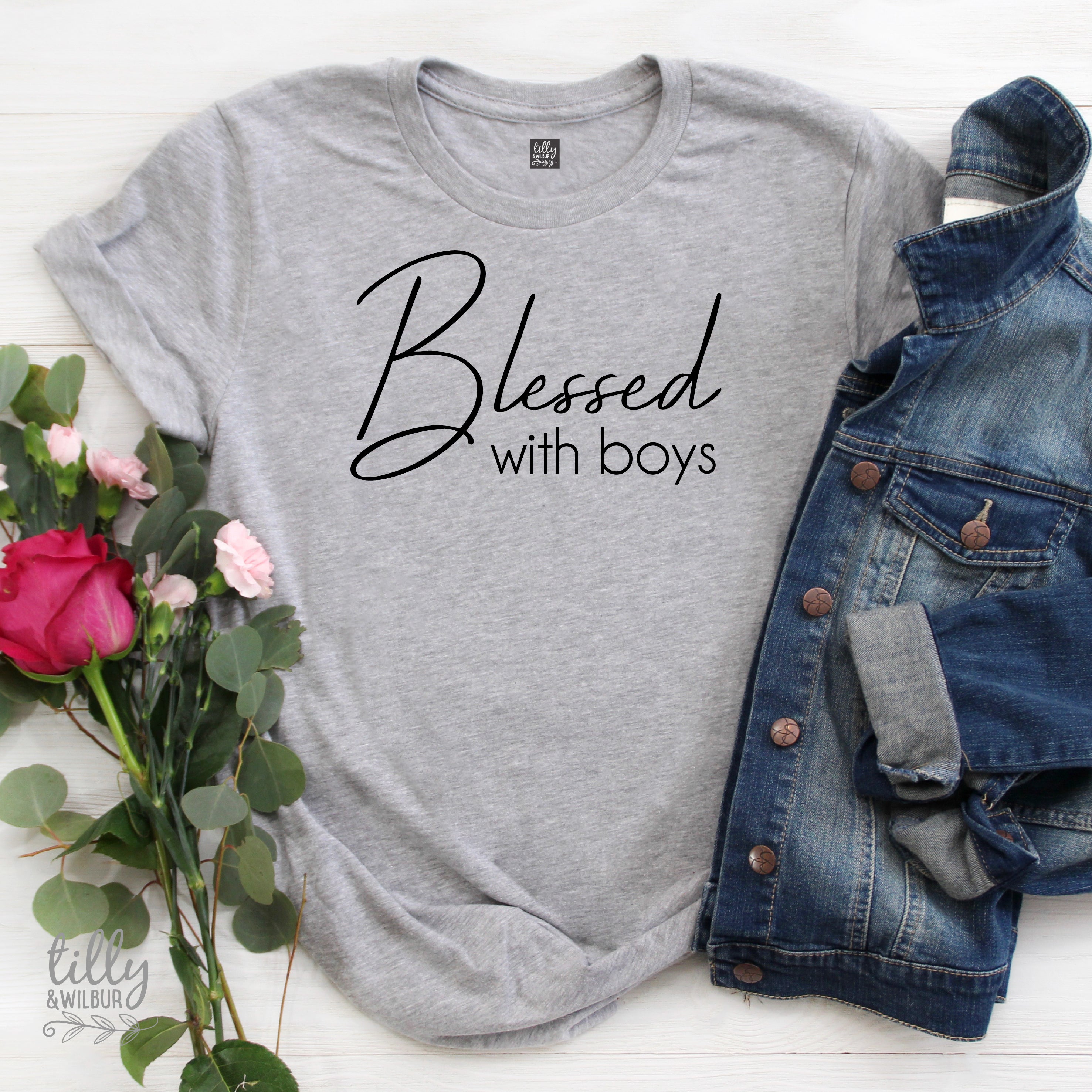 Blessed With Boys Women's T-Shirt - Comfortable Cotton Tee for Moms - Perfect for Family Outings & Casual Wear